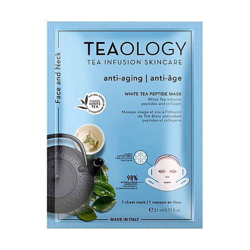 Тканинна маска для обличчя та шиї Teaology Peach Tea Hyaluronic Face and Neck Mask, 21 мл