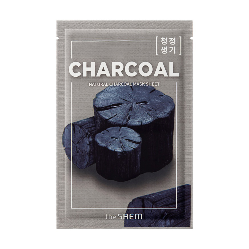 Тканинна маска для обличчя The Saem Natural Charcoal Mask Sheet з порошком деревного вугілля, 21 мл