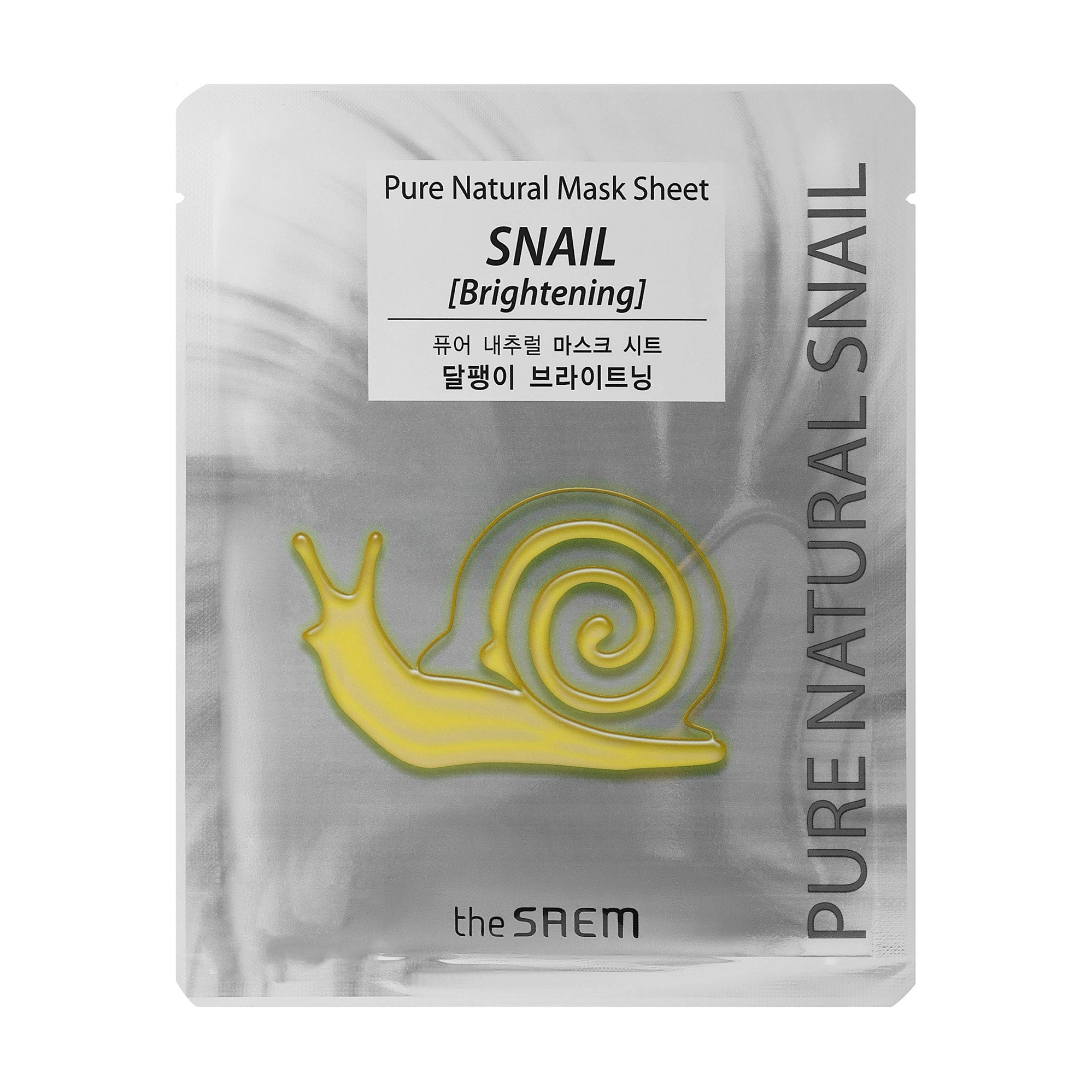 Тканинна маска для обличчя The Saem Pure Natural Mask Sheet Snail Brightening з муцином равлика, 1 шт