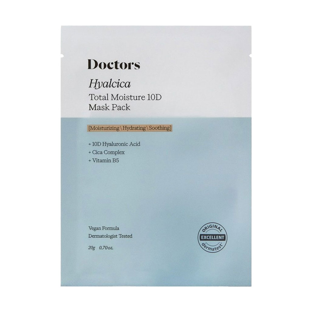 Тканинна маска для обличчя theralogic Hyalcica Total Moisture 10D Mask Pack з 10 формами гіалуронової кислоти та центелою, 20 г