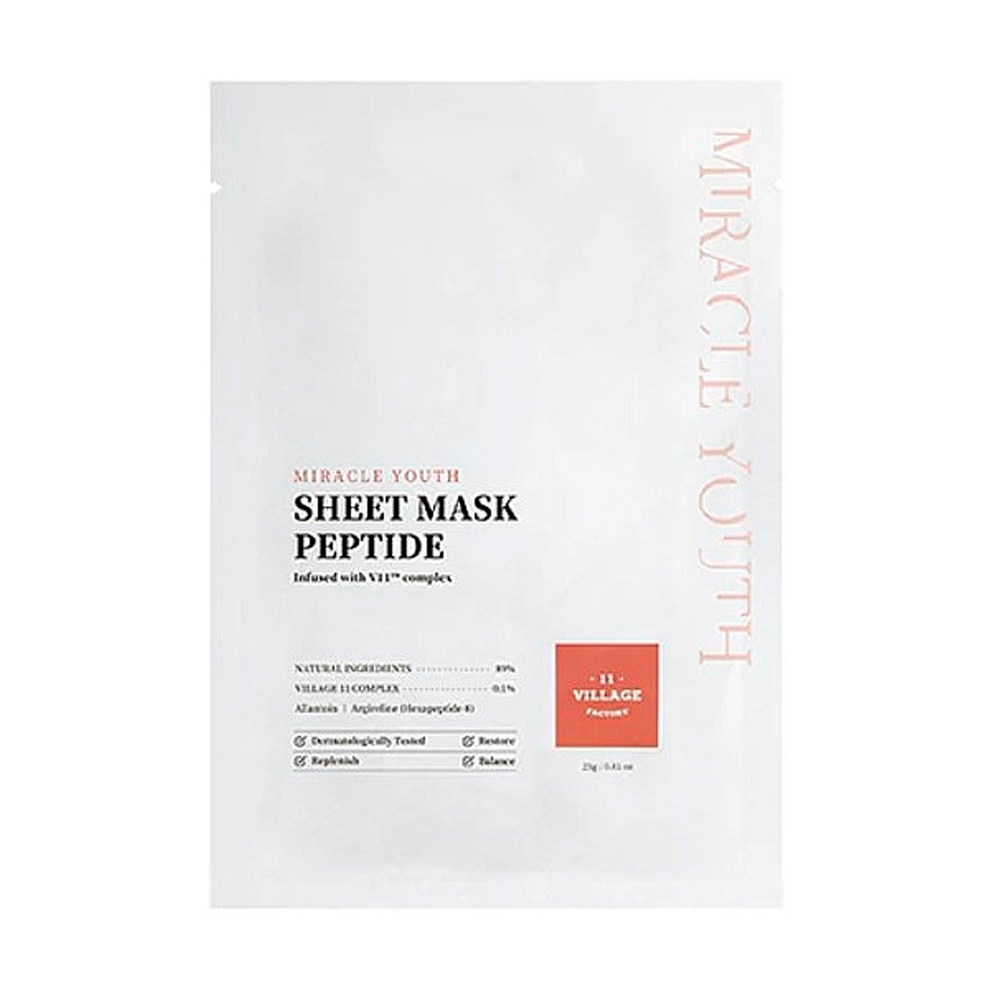 Тканинна маска для обличчя Village 11 Factory Miracle Youth Sheet Mask Peptide з пептидами, 23 г