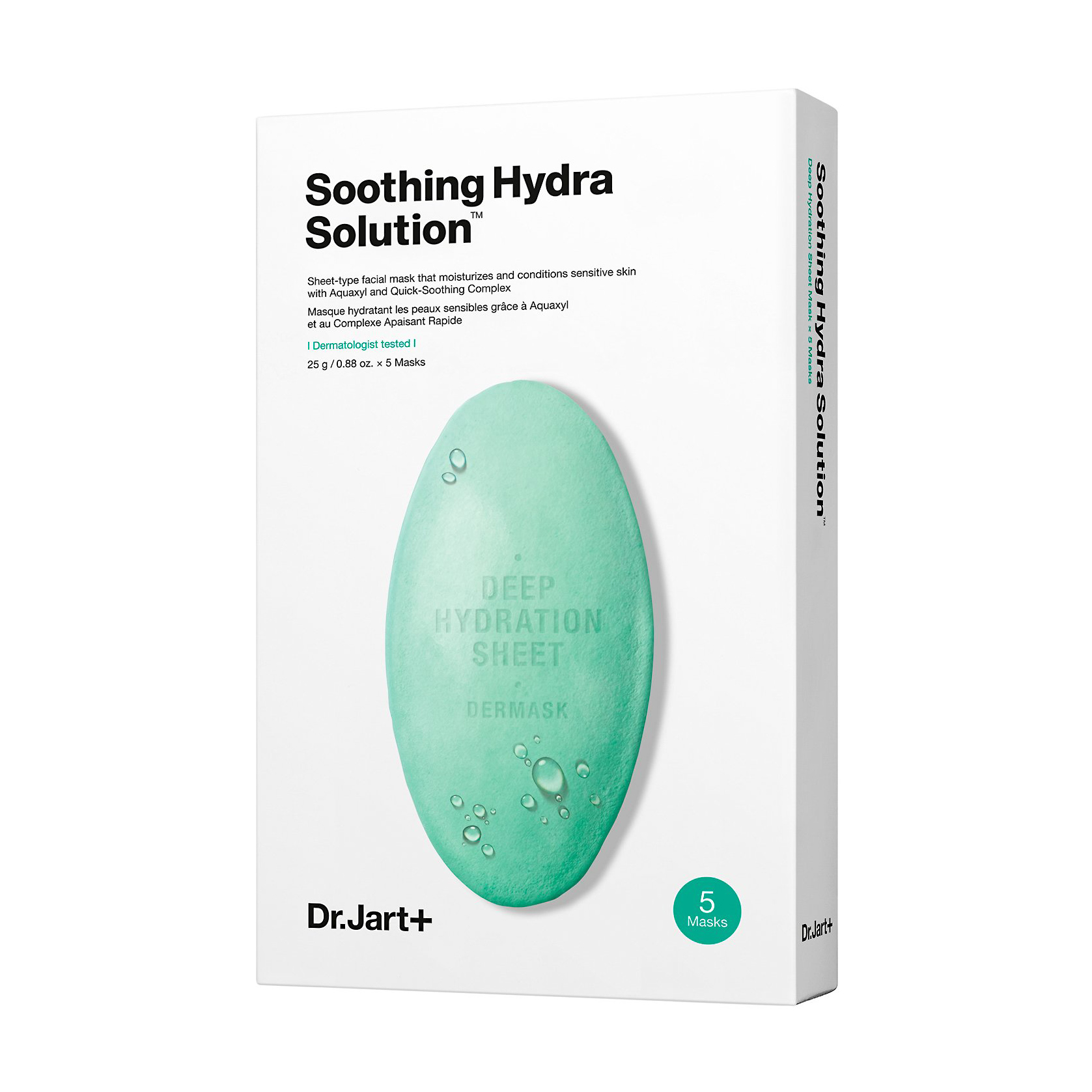 Тканинна маска для обличчя з алое вера Dr.Jart + Soothing Hydra Solution заспокійлива, 5*25 г