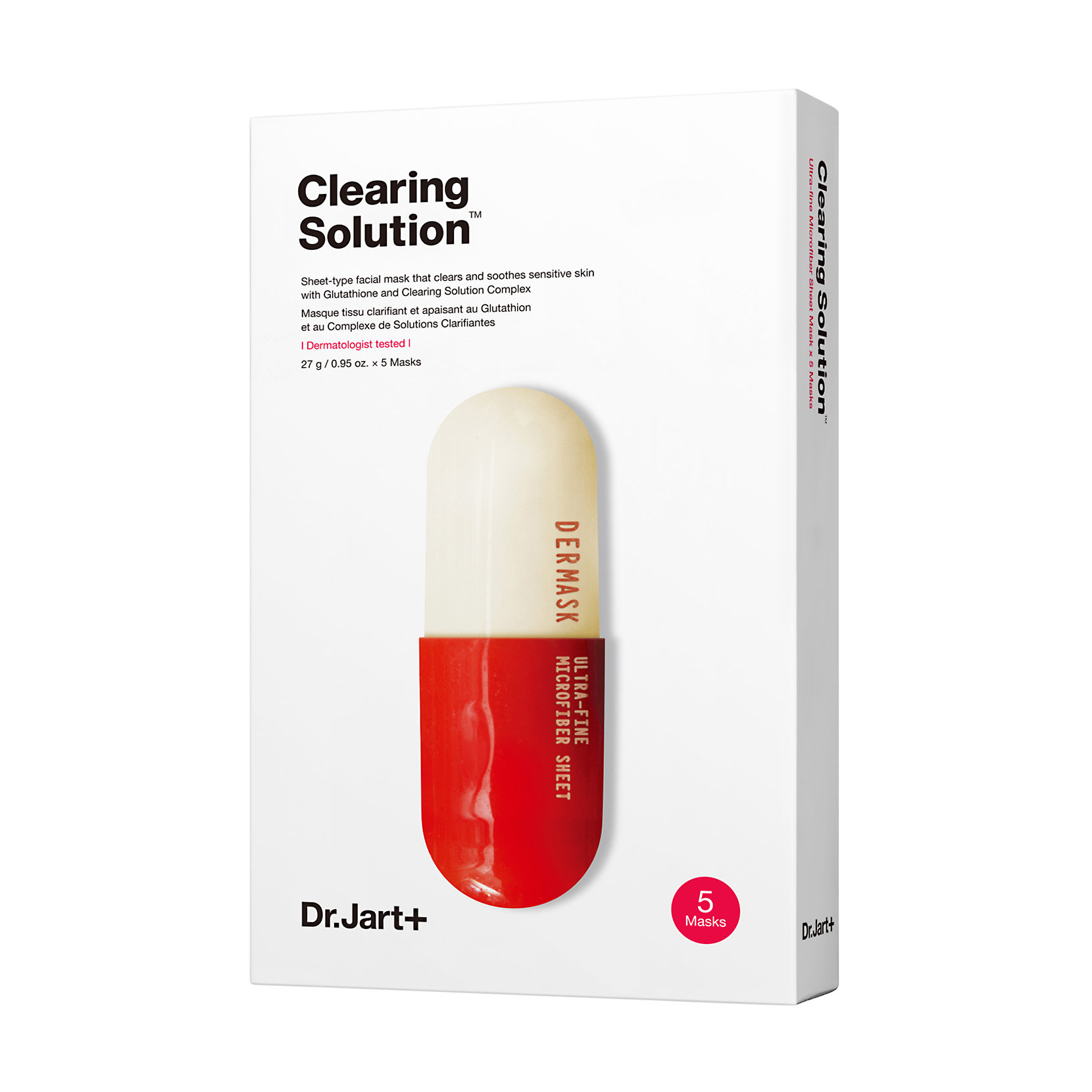Тканинна маска для обличчя з саліцилової кислотою Dr. Jart + Dermask Clearing Solution Ultra-Fine Microfiber Face Sheet Mask очищувальна, 5*27 г