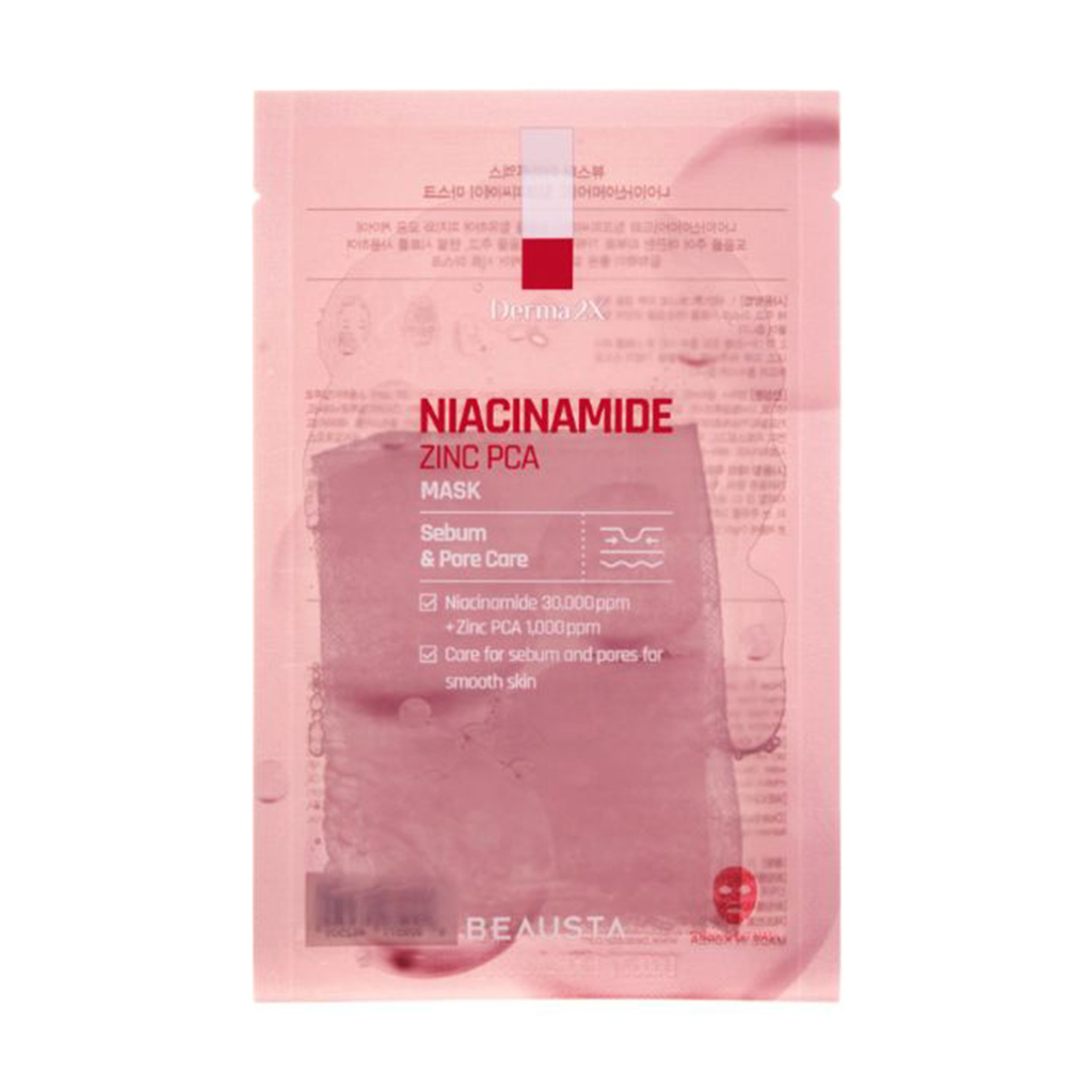 Тканинна маска для жирної шкіри обличчя Beausta Derma 2X Niacinamide Zinc PCA Mask, 1 шт