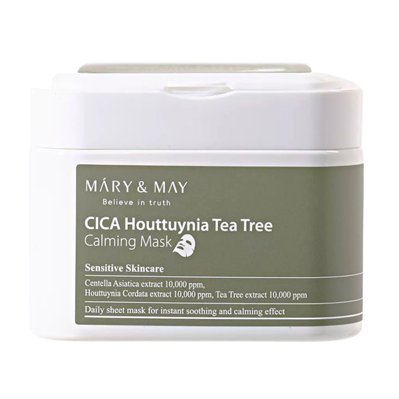 Тканинні маски для обличчя Mary &amp; May CICA Houttuynia Tea Tree Calming Mask з заспокійливою дією, 30 шт