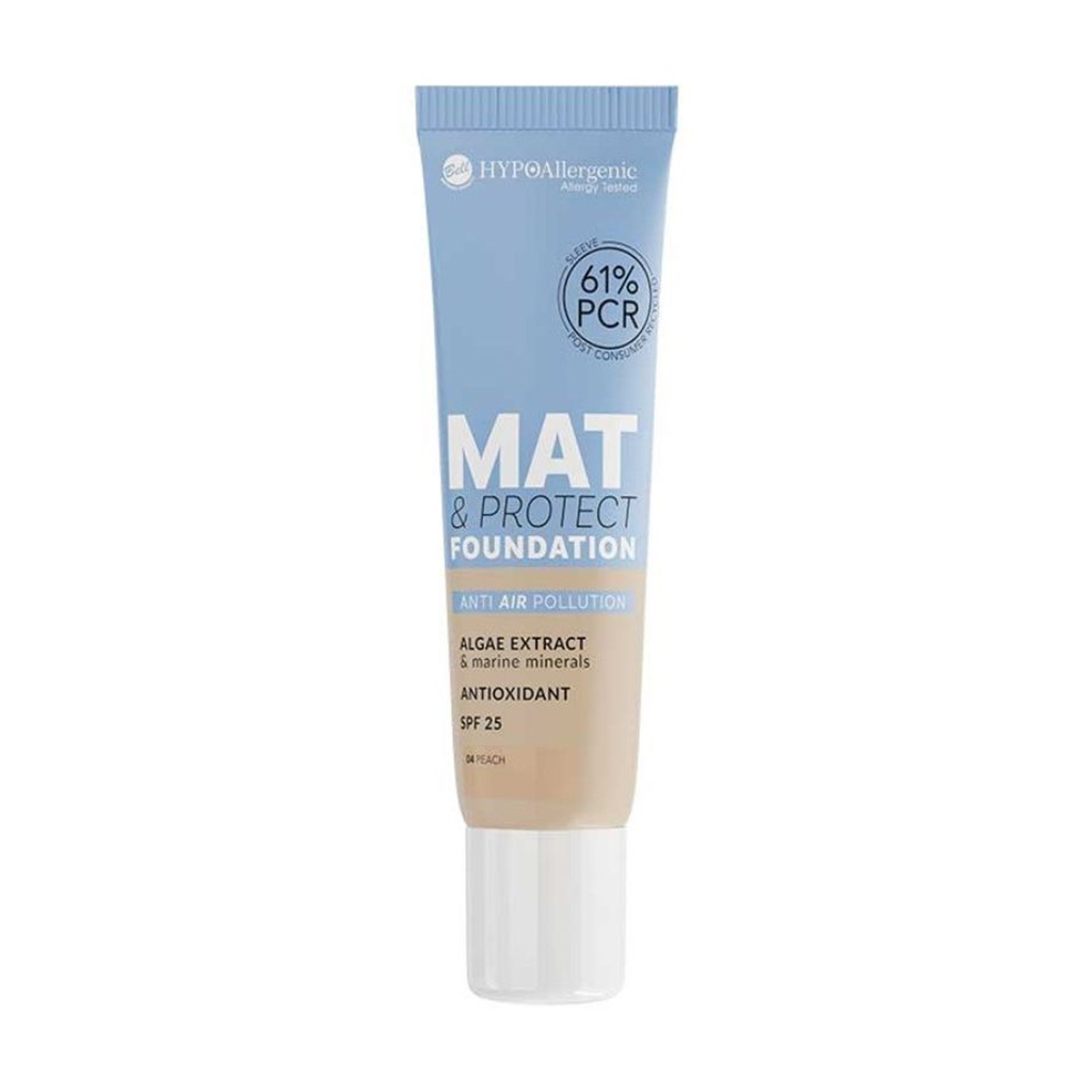 Тональна основа для обличчя Bell HypoAllergenic Mat &amp; Protect Foundation, SPF 25, 04 Peach, 30 г
