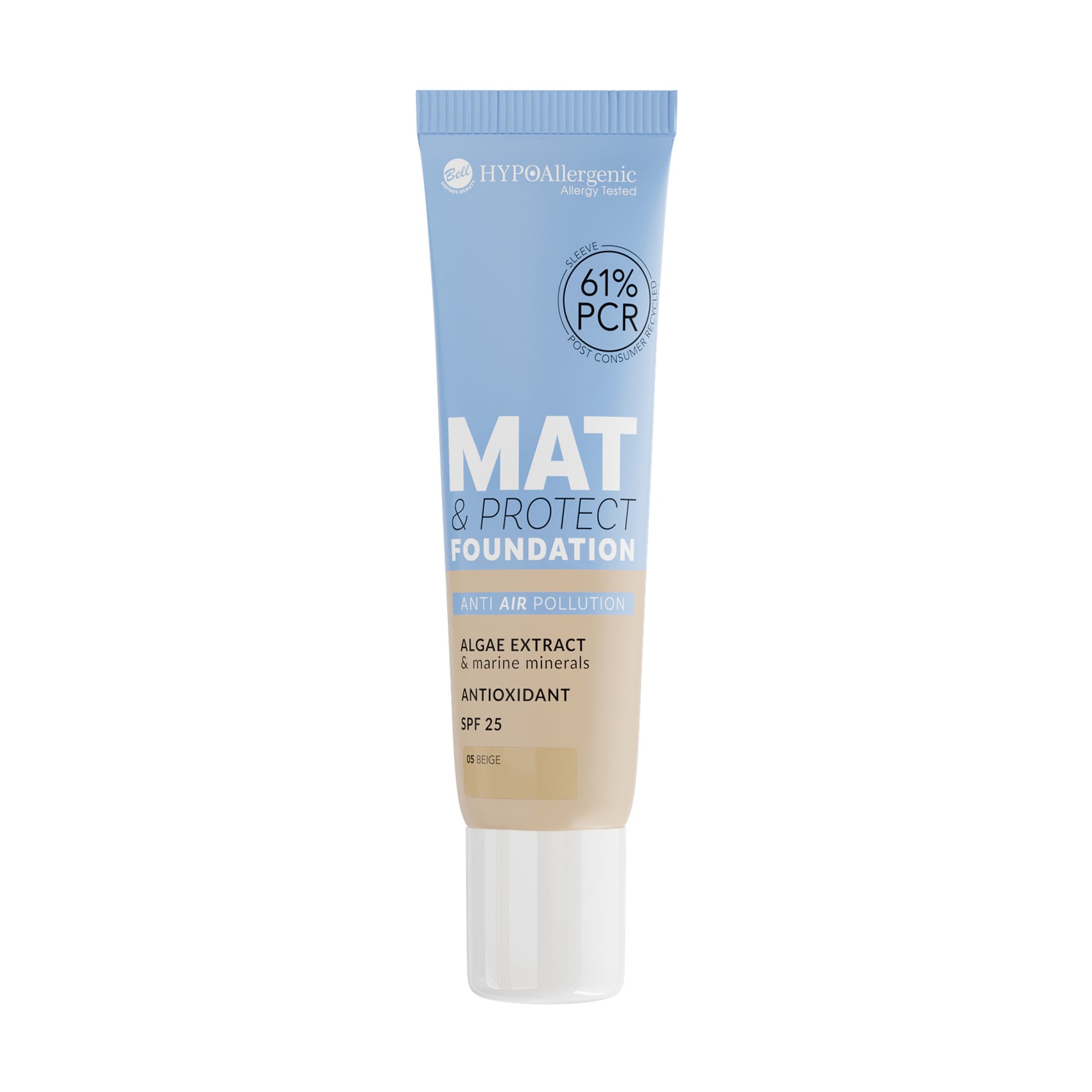 Тональна основа для обличчя Bell HypoAllergenic Mat &amp; Protect Foundation, SPF 25, 05 Beige, 30 г