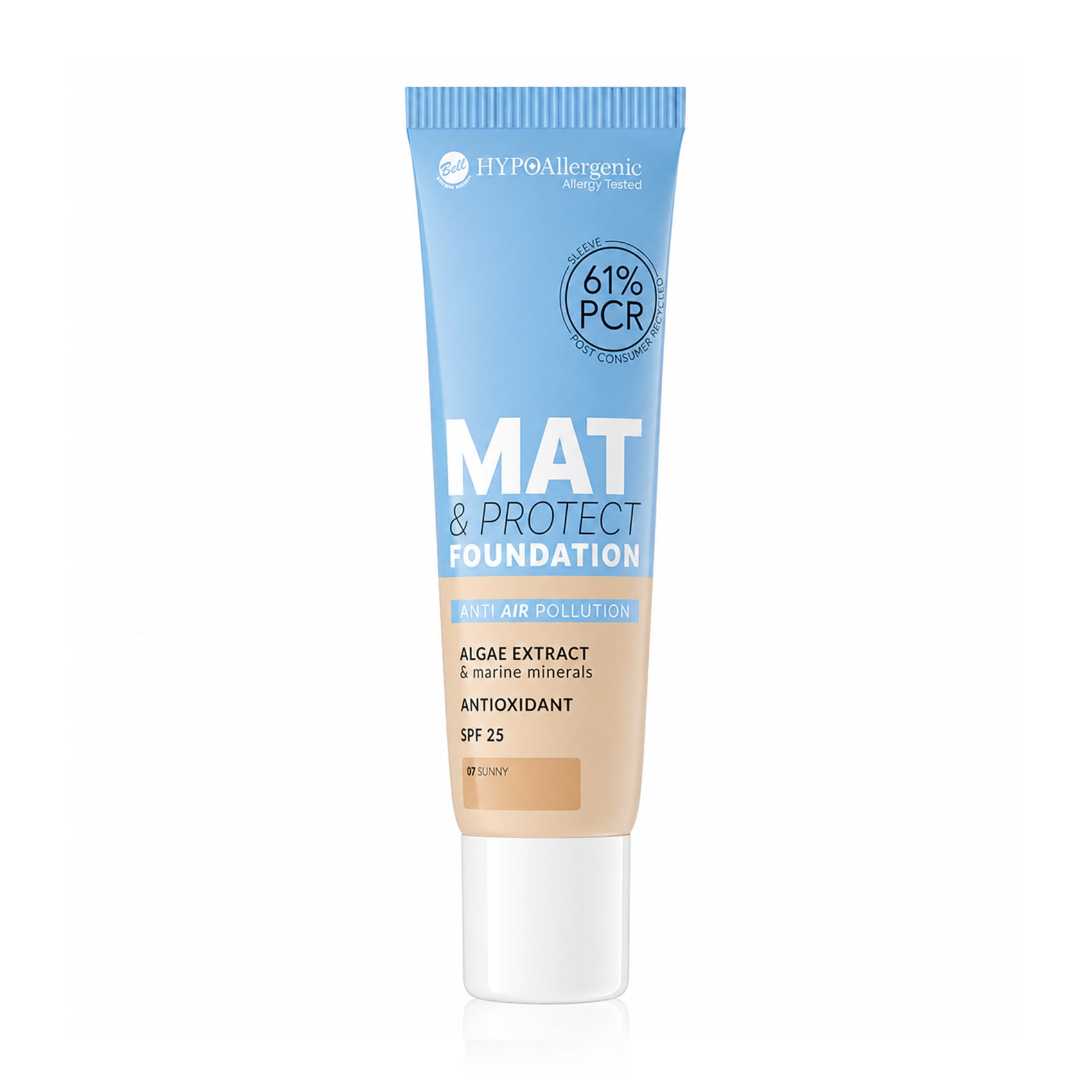Тональна основа для обличчя Bell HypoAllergenic Mat &amp; Protect Foundation, SPF 25, 07 Sunny, 30 г
