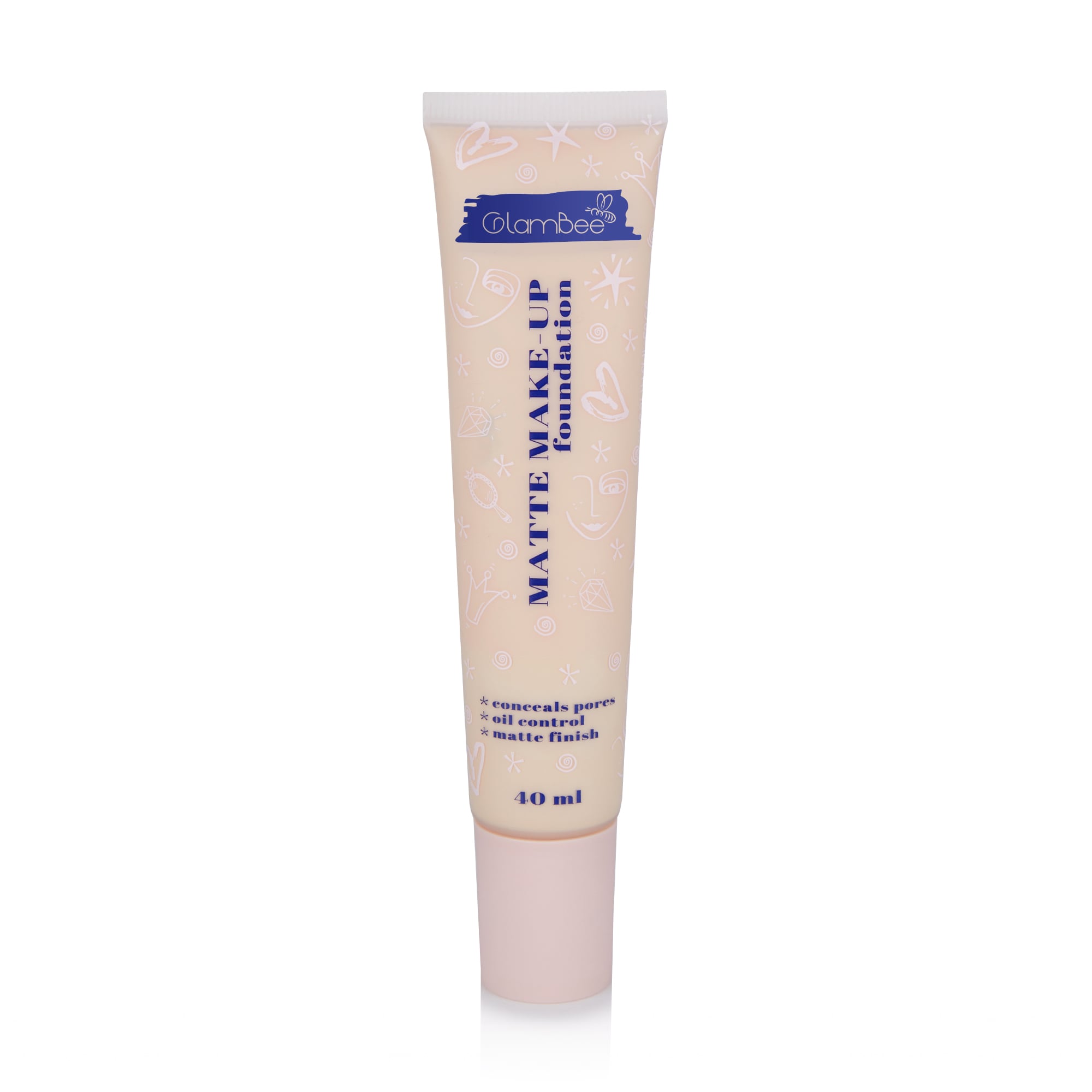 Тональна основа для обличчя GlamBee Matte Make-Up Foundation 01, 40 мл