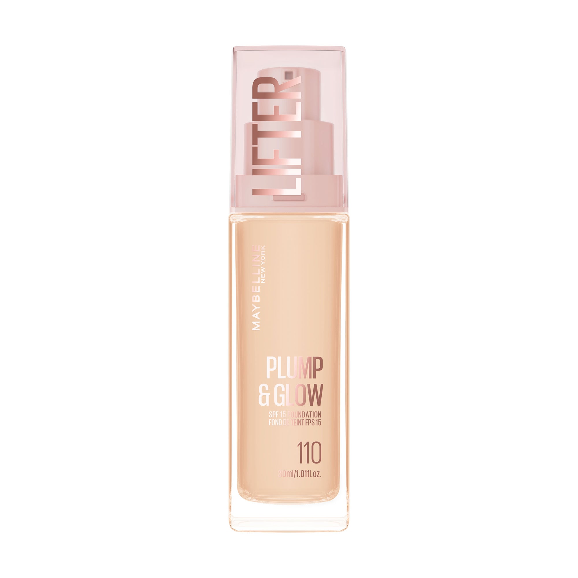 Тональний крем для наповнення та природного сяяння шкіри обличчя з SPF 15 Maybelline New York Lifter, 110, 30 мл