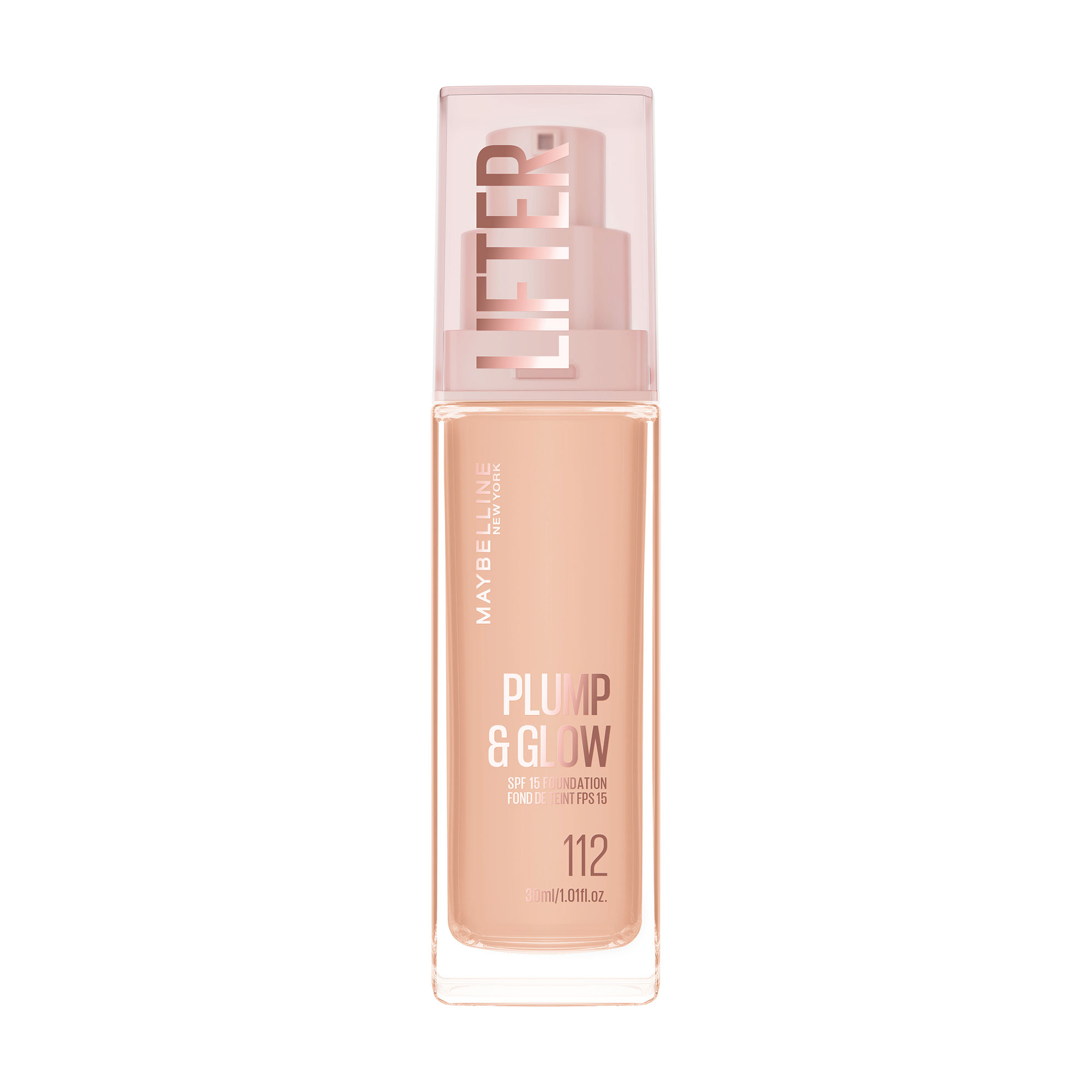 Тональний крем для наповнення та природного сяяння шкіри обличчя з SPF 15 Maybelline New York Lifter, 112, 30 мл