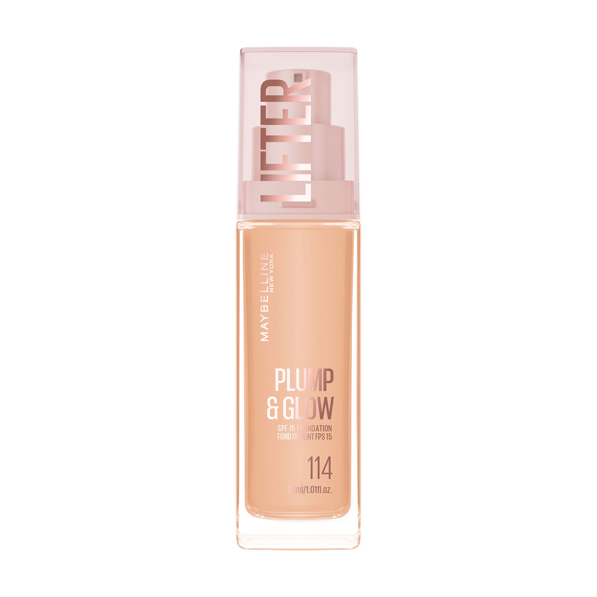 Тональний крем для наповнення та природного сяяння шкіри обличчя з SPF 15 Maybelline New York Lifter, 114, 30 мл