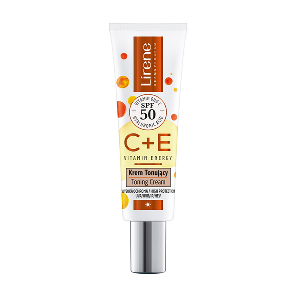 Тональний крем для обличчя Lirene C+E Vitamin Energy Toning Cream SPF 50, 30 мл