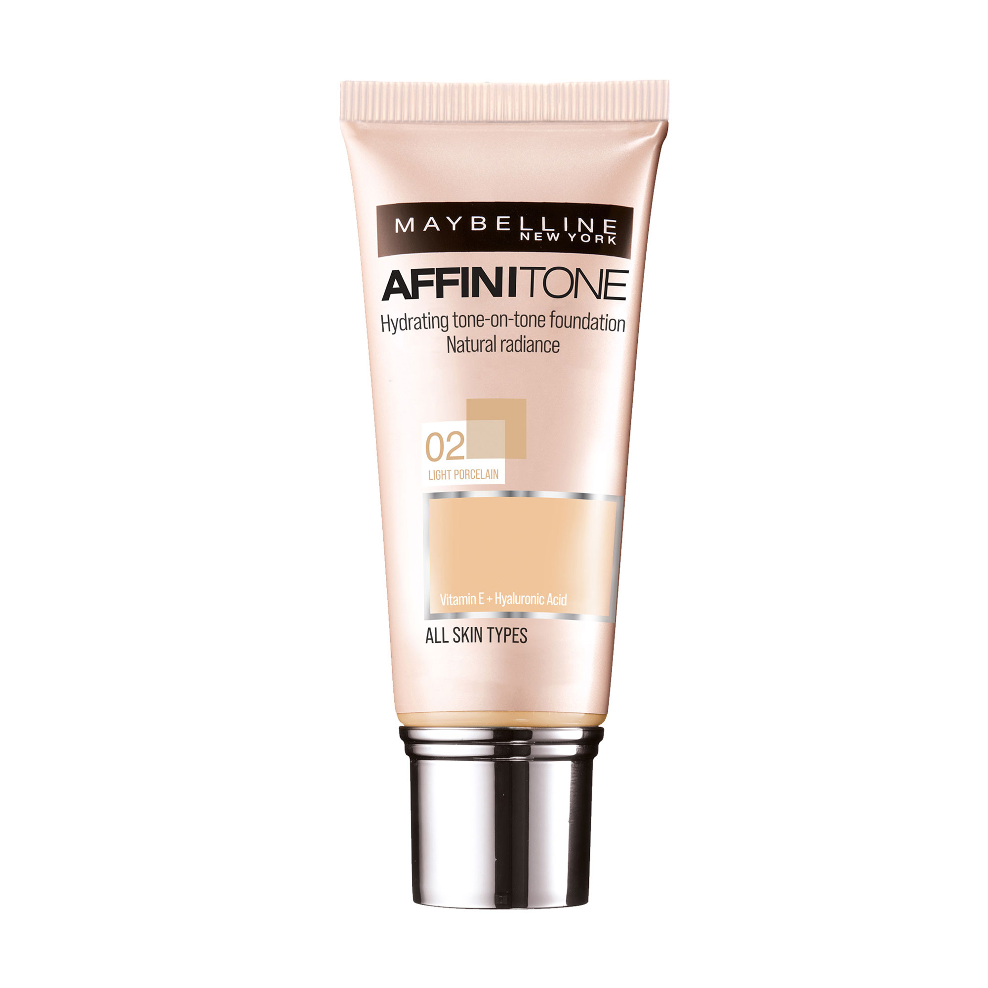 Тональний крем для обличчя Maybelline New York Affinitone Досконалий тон, для всіх типів шкіри, 02 Слонова кістка, 30 мл