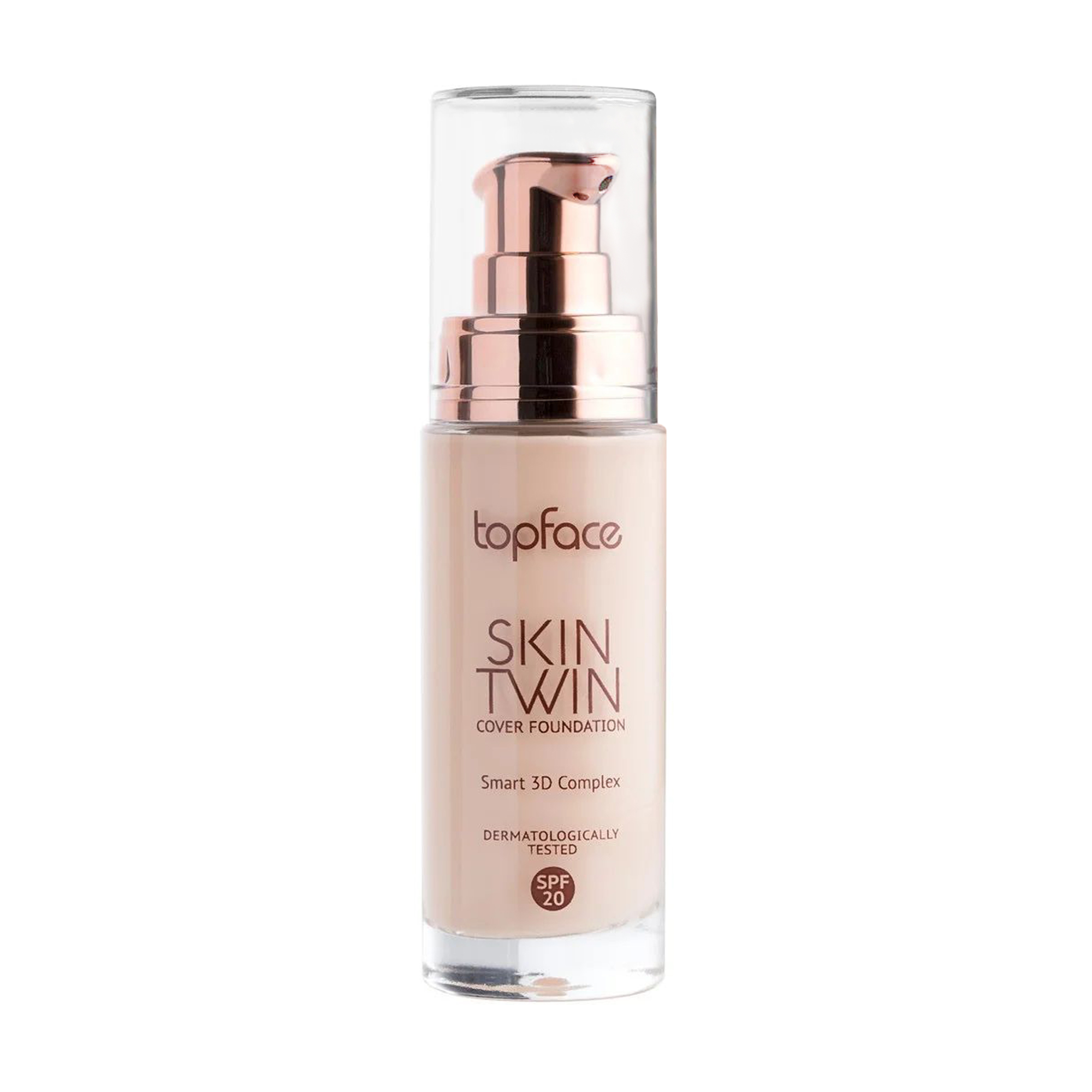 Тональний крем для обличчя TopFace Skin Twin Cover Foundation SPF 20, з матувальним ефектом, 01 Rose Ivory, 32 мл
