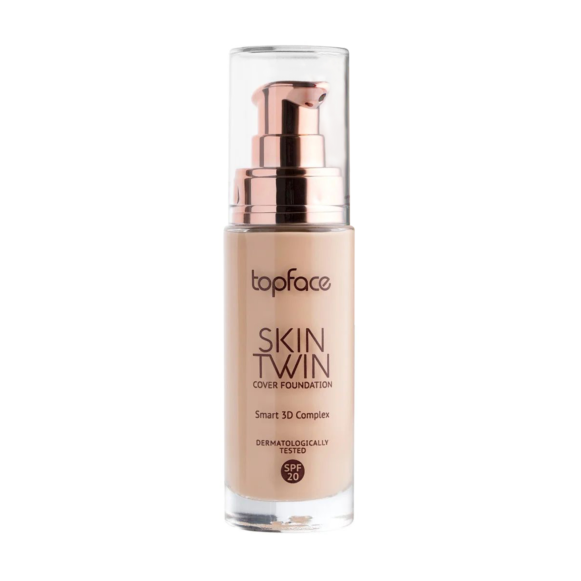 Тональний крем для обличчя TopFace Skin Twin Cover Foundation SPF 20, з матувальним ефектом, 02 Light Rose Beige, 32 мл