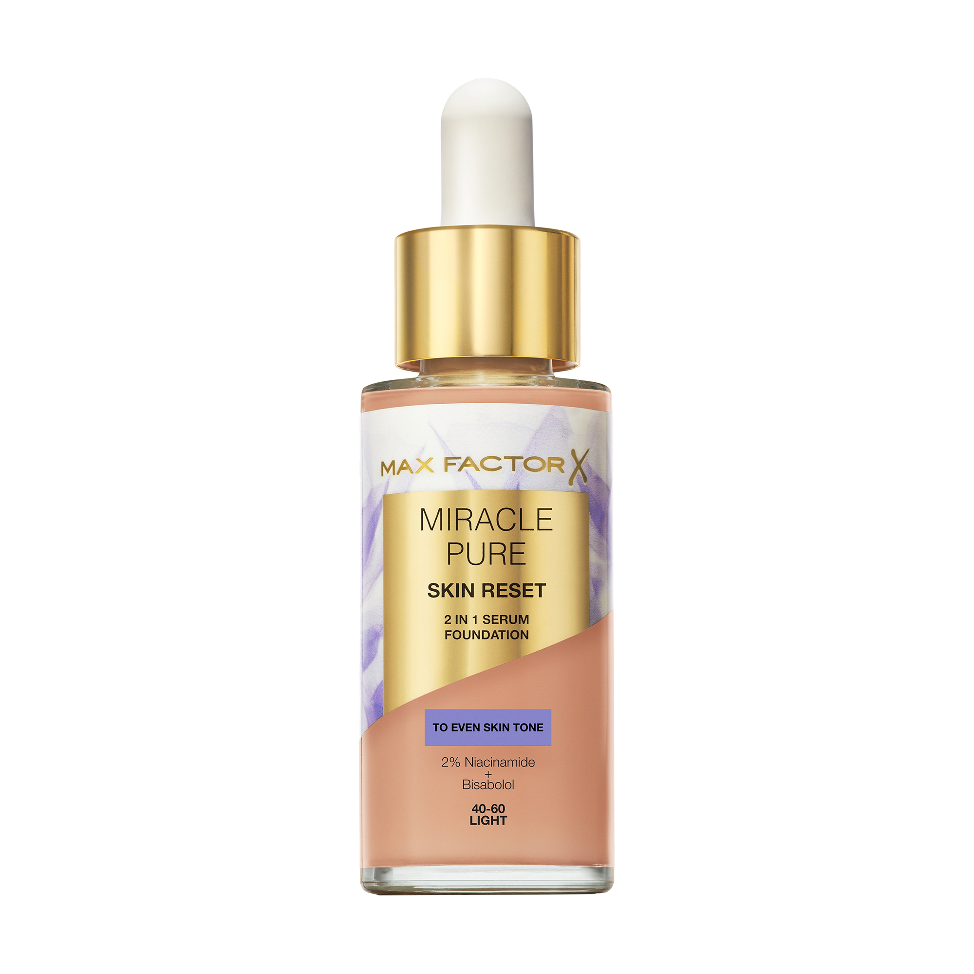 Тональний крем-сироватка для обличчя Max Factor Miracle Pure Skin Reset 2 In 1 Serum Foundation 40-60 Light, 30 мл