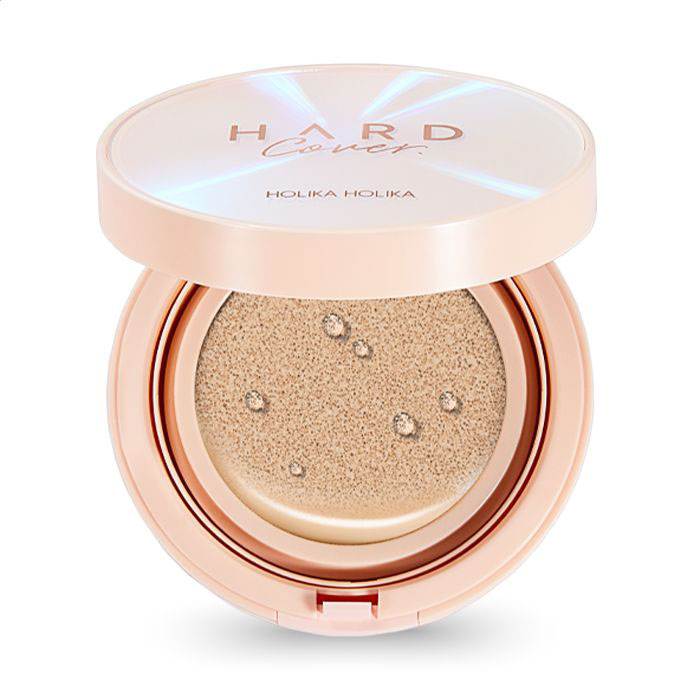 Тональний кушон для обличчя Holika Holika Hard Cover Perfect Cushion SPF 50+ PA++++ EX Set зі змінним блоком, 04 Honey, 2*14 г