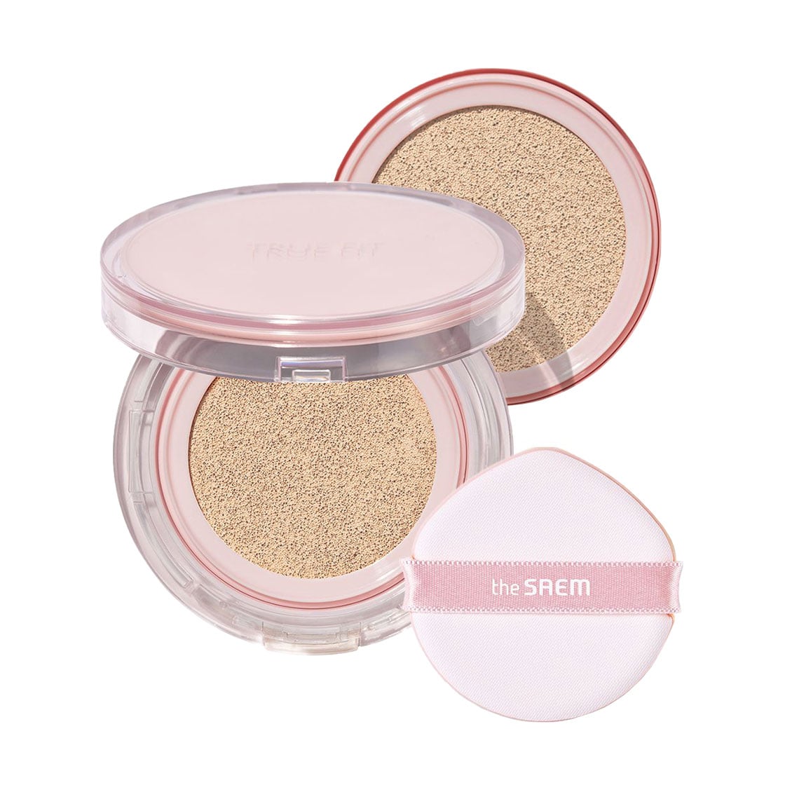 Тональний кушон для обличчя The Saem True Fit Glow Cushion SPF 50+ PA+++ 21 Oat, 12 г (+ змінний блок, 12 г)