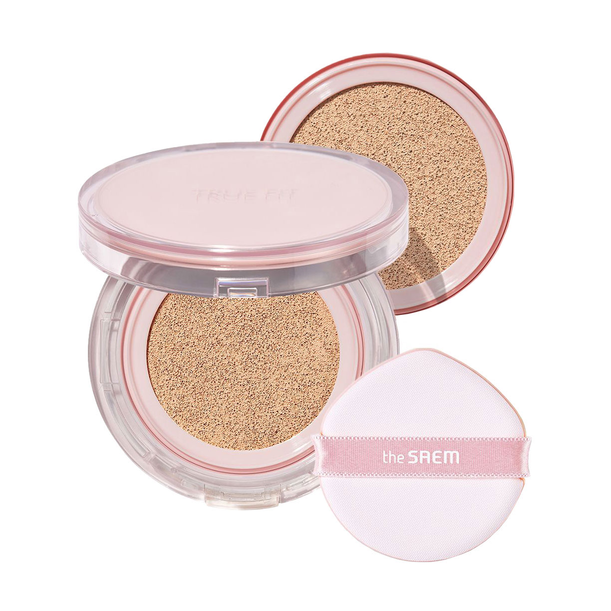 Тональний кушон для обличчя The Saem True Fit Glow Cushion SPF 50+ PA+++ 23 Pecan, 12 г (+ змінний блок, 12 г)