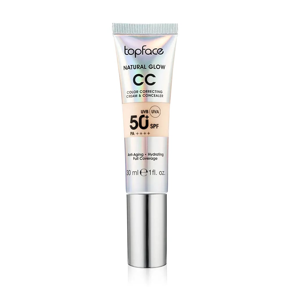 Тональний СС-крем для обличчя TopFace Natural Glow CC Color Correcting Cream &amp; Concealer, SPF 50+ PA++++, 001, 30 мл