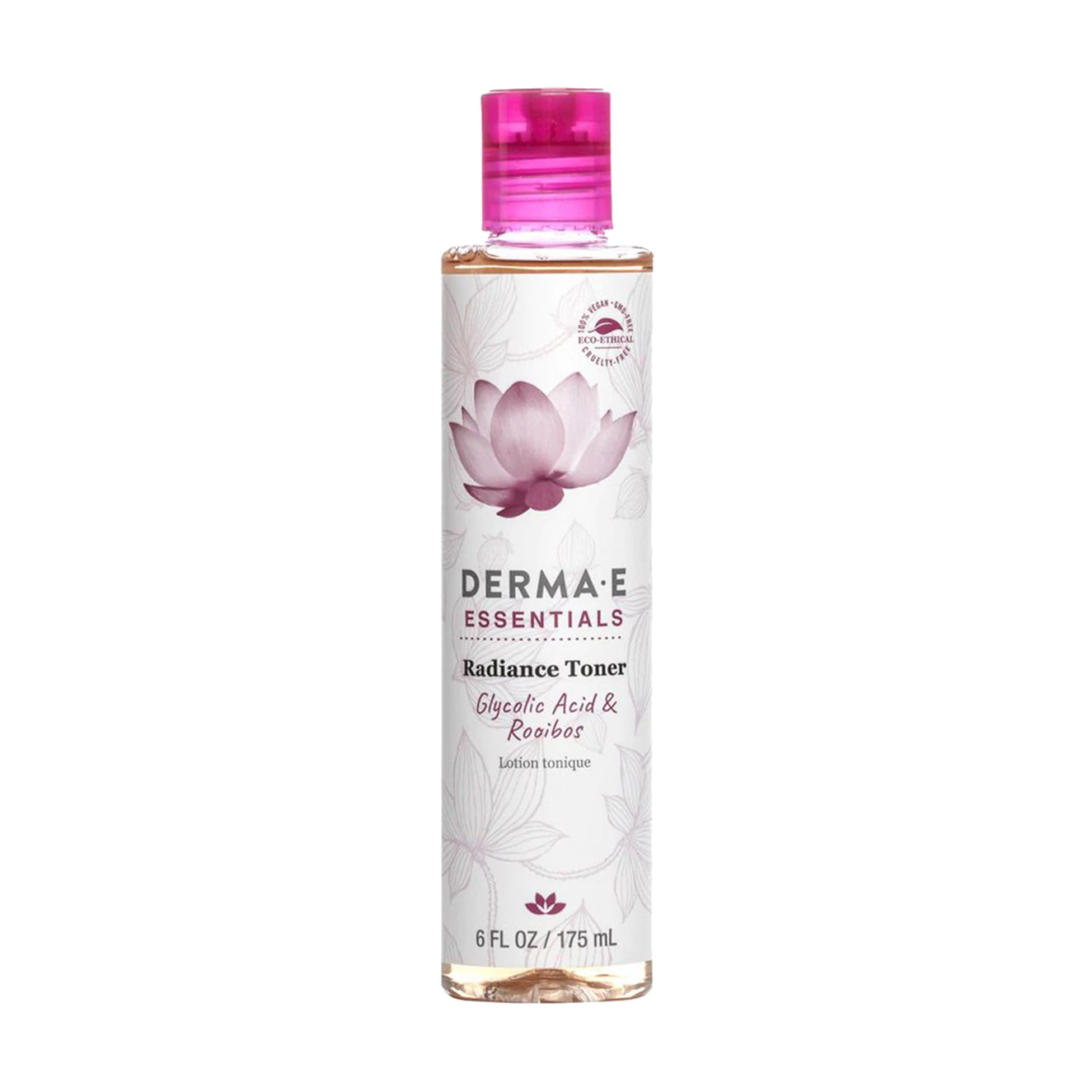 Тонер для сяяння шкіри обличчя Derma E Essentials Radiance Toner з гліколевою кислотою й екстрактом ройбуша, 175 мл