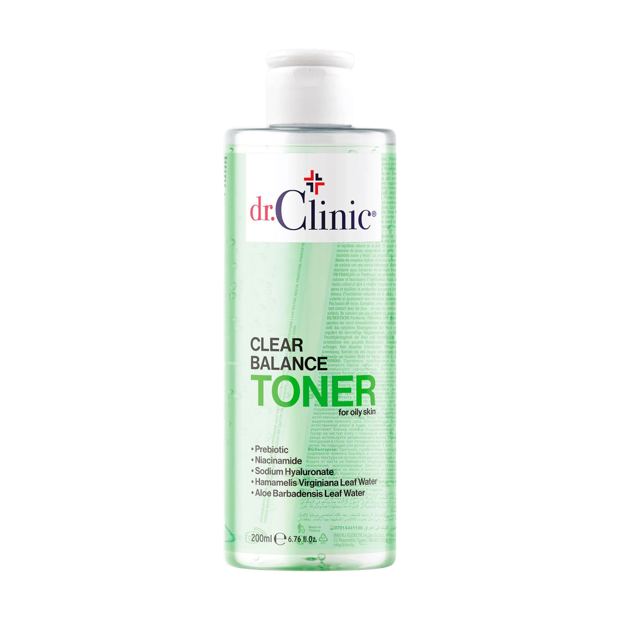 Тонік для обличчя Dr.Clinic Clear Balance Toner для жирної шкіри, з ніацинамідом та пребіотиками, 200 мл