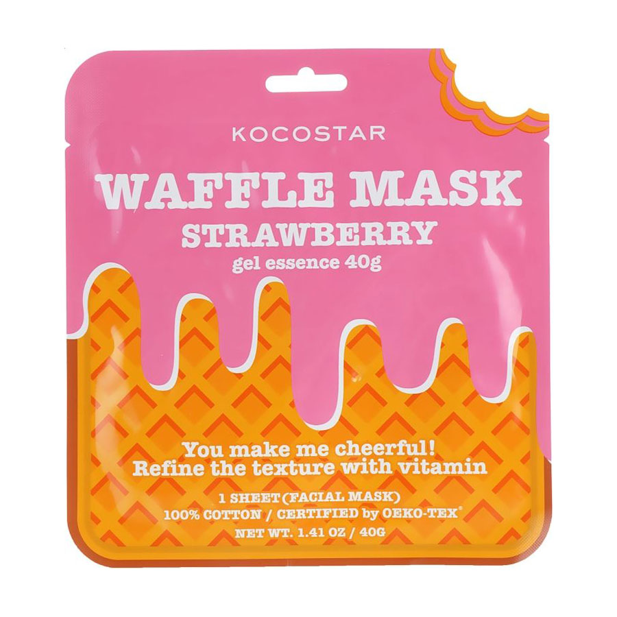 Тонізувальна вафельна маска для обличчя Kocostar Waffle Mask, Strawberry, 40 г