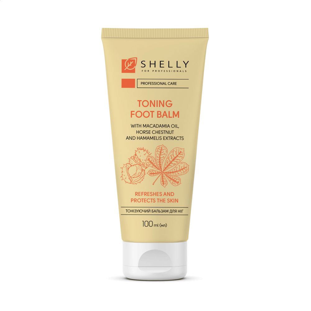 Тонізувальний бальзам для ніг Shelly Toning Foot Balm з олією макадамії, екстрактом кінського каштана та гамамелісу, 100 мл