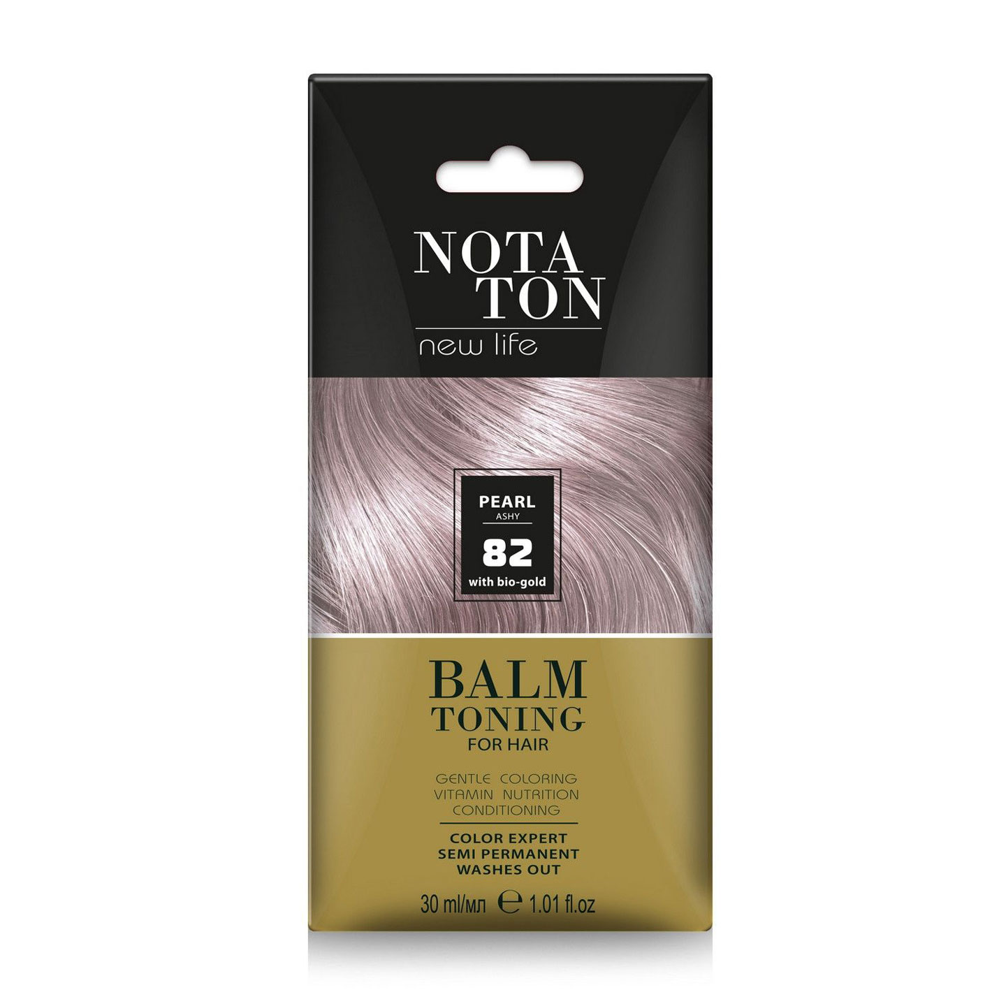 Тонувальний бальзам для волосся Notaton New Life Balm Toning з біо-золотом, 82 Перлинно-попелястий, 30 мл