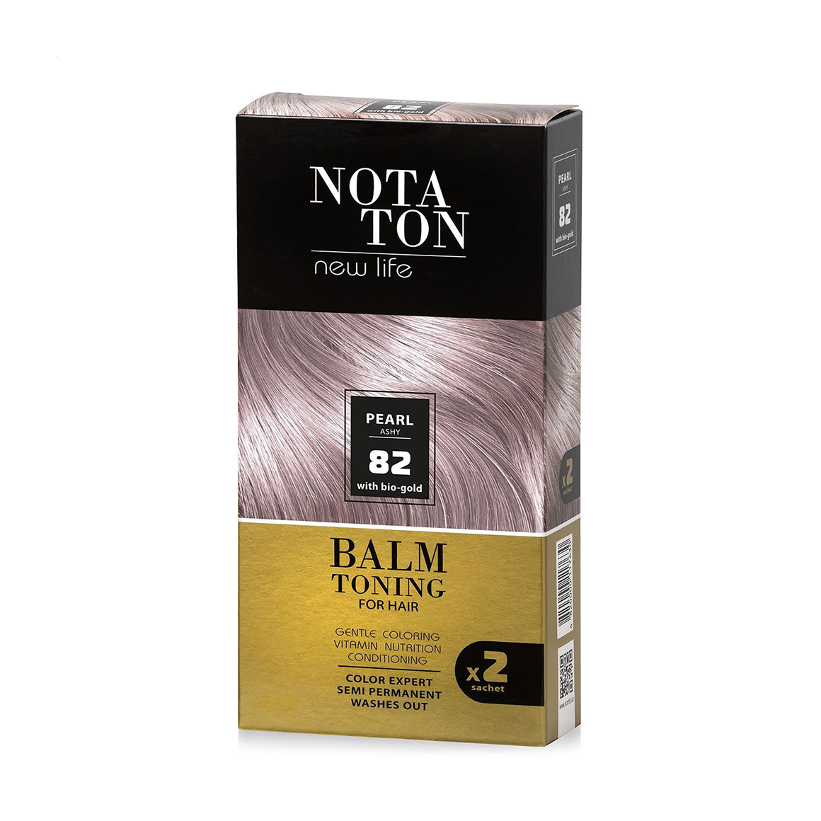 Тонувальний бальзам для волосся Notaton New Life Balm Toning з біо-золотом, 82 Перлинно-попелястий, 2*30 мл
