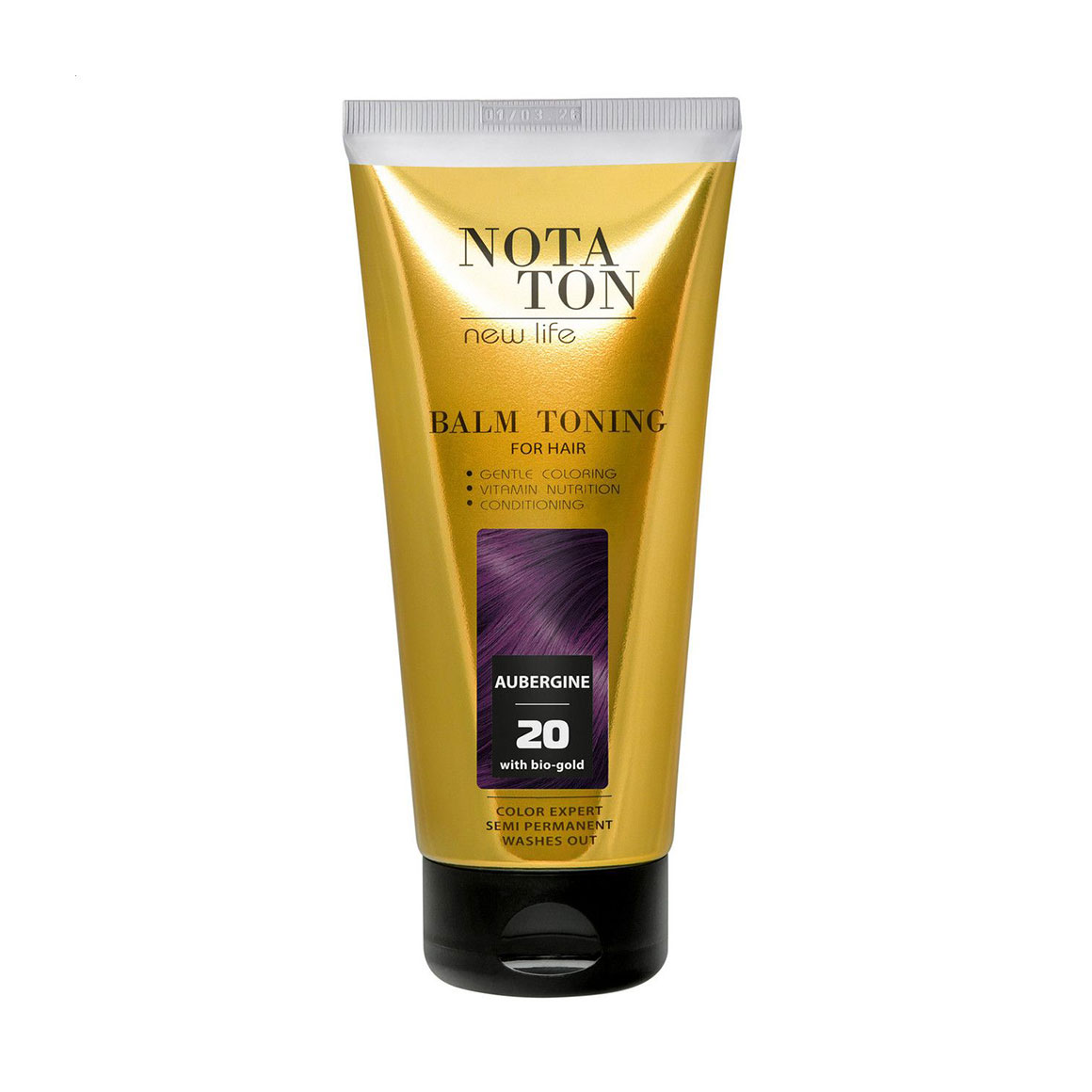 Тонувальний бальзам для волосся Notaton New Life Balm Toning з біо-золотом, 20 Баклажан, 150 мл