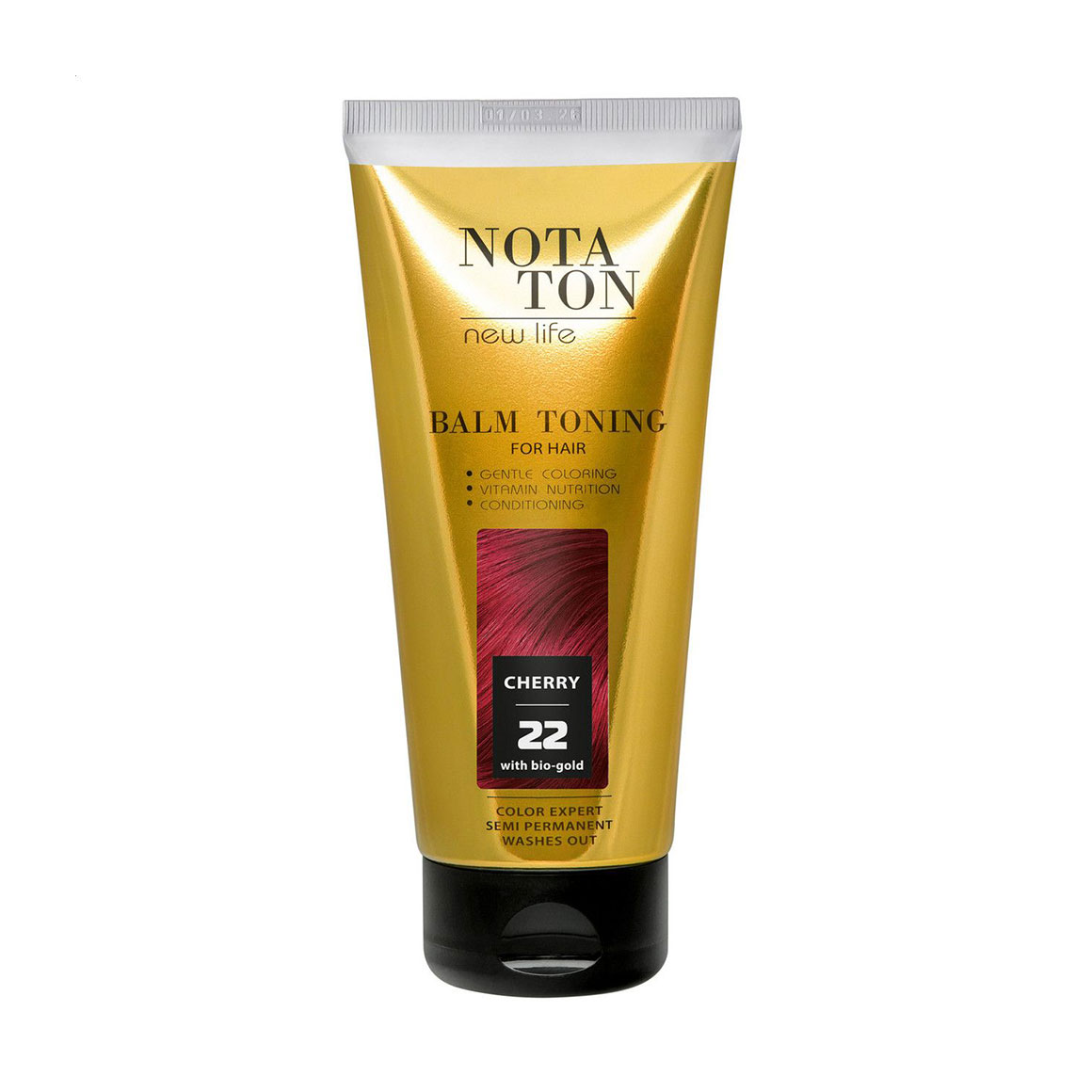 Тонувальний бальзам для волосся Notaton New Life Balm Toning з біо-золотом, 22 Вишневий, 150 мл