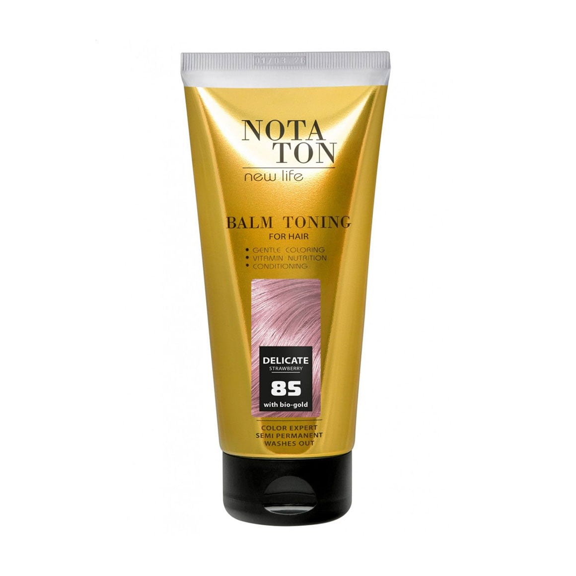 Тонувальний бальзам для волосся Notaton New Life Balm Toning з біо-золотом, 85 Ніжна полуниця, 150 мл