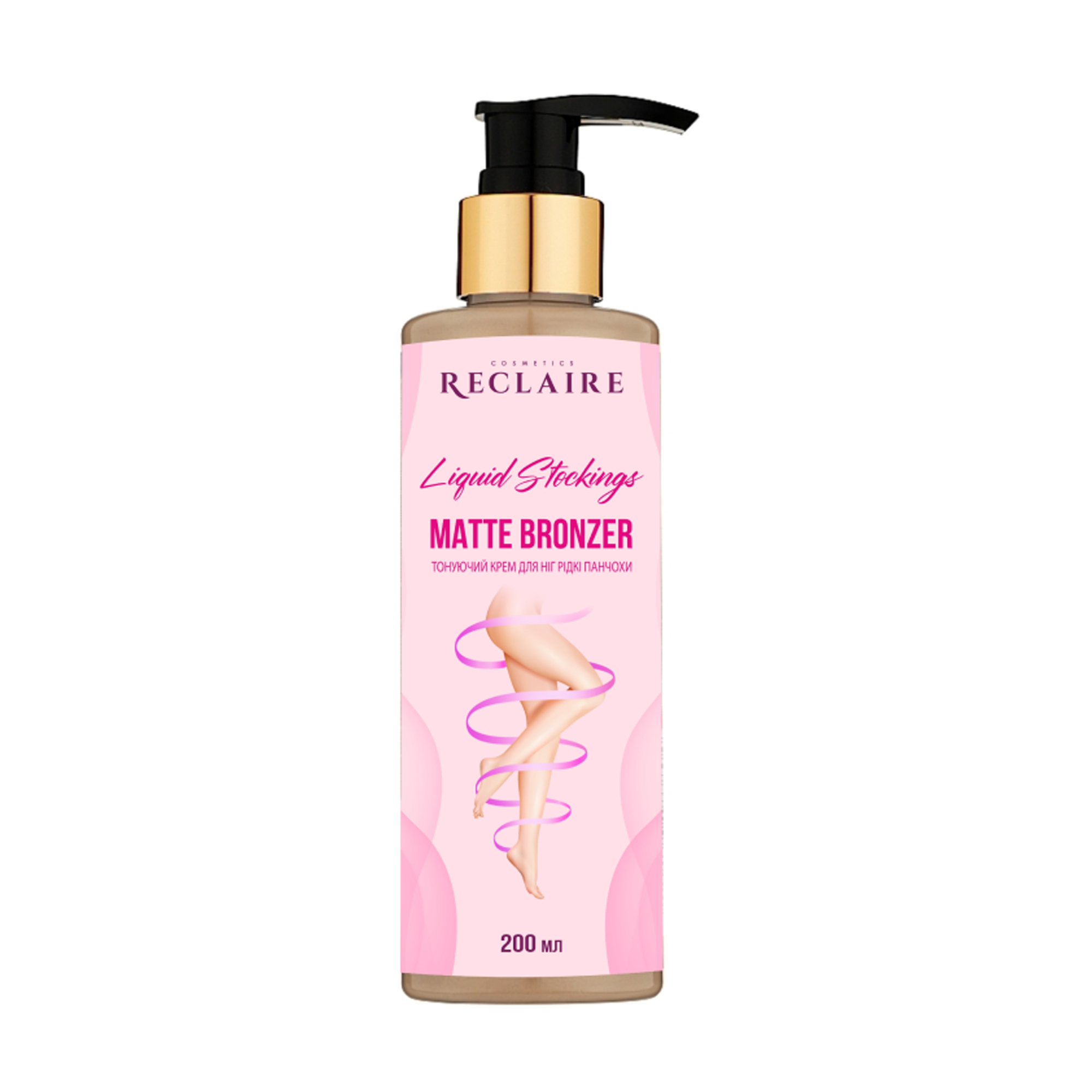 Тонувальний крем для ніг Reclaire Liquid Stockings Matte Bronzer Рідкі панчохи, 200 мл