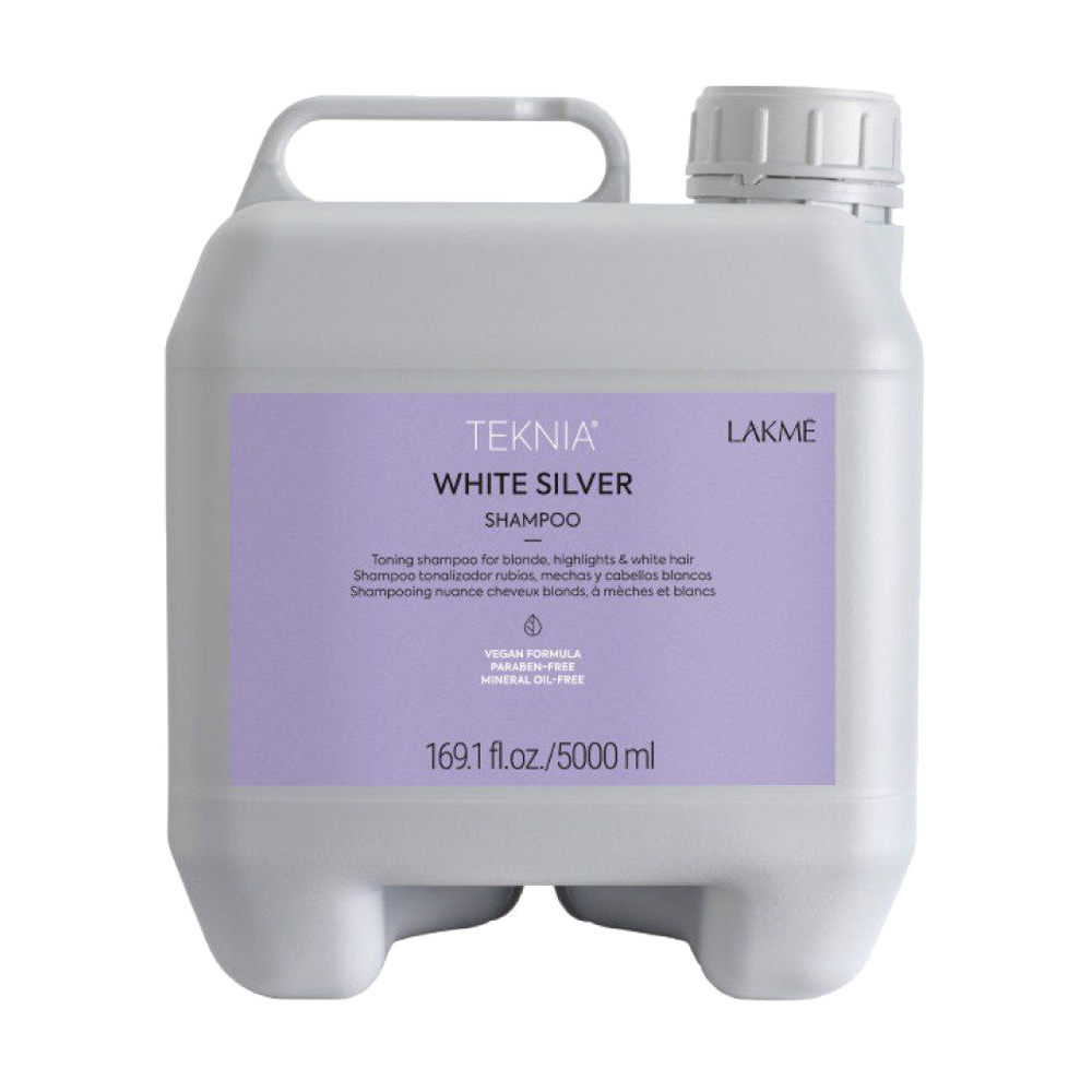 Тонувальний шампунь Lakme Teknia White Silver Shampoo для нейтралізації жовтого відтінку волосся, 5 л