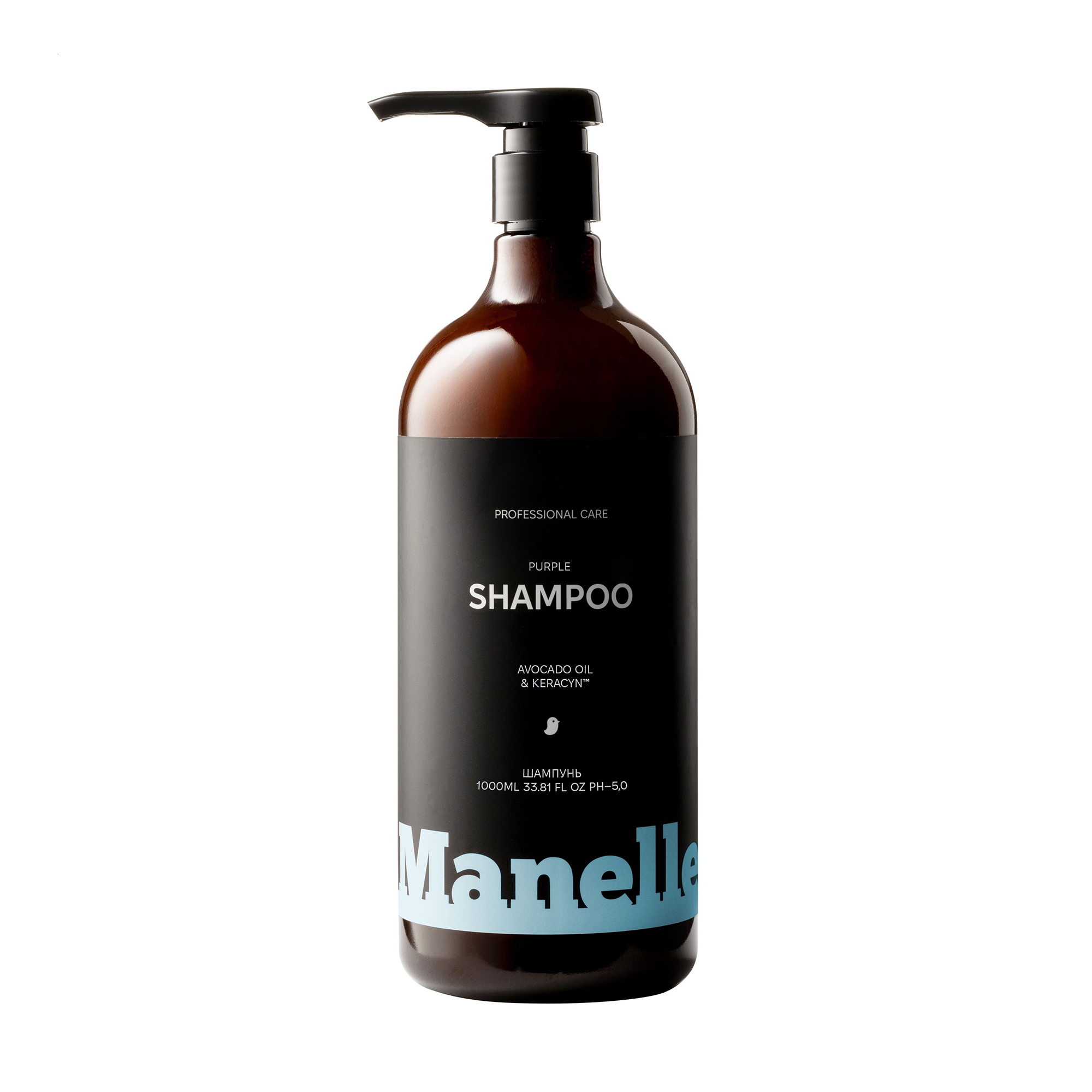 Тонувальний шампунь Manelle Professional Care Avocado Oil &amp; Keracyn Shampoo для нейтралізації жовтизни світлого волосся, 1 л