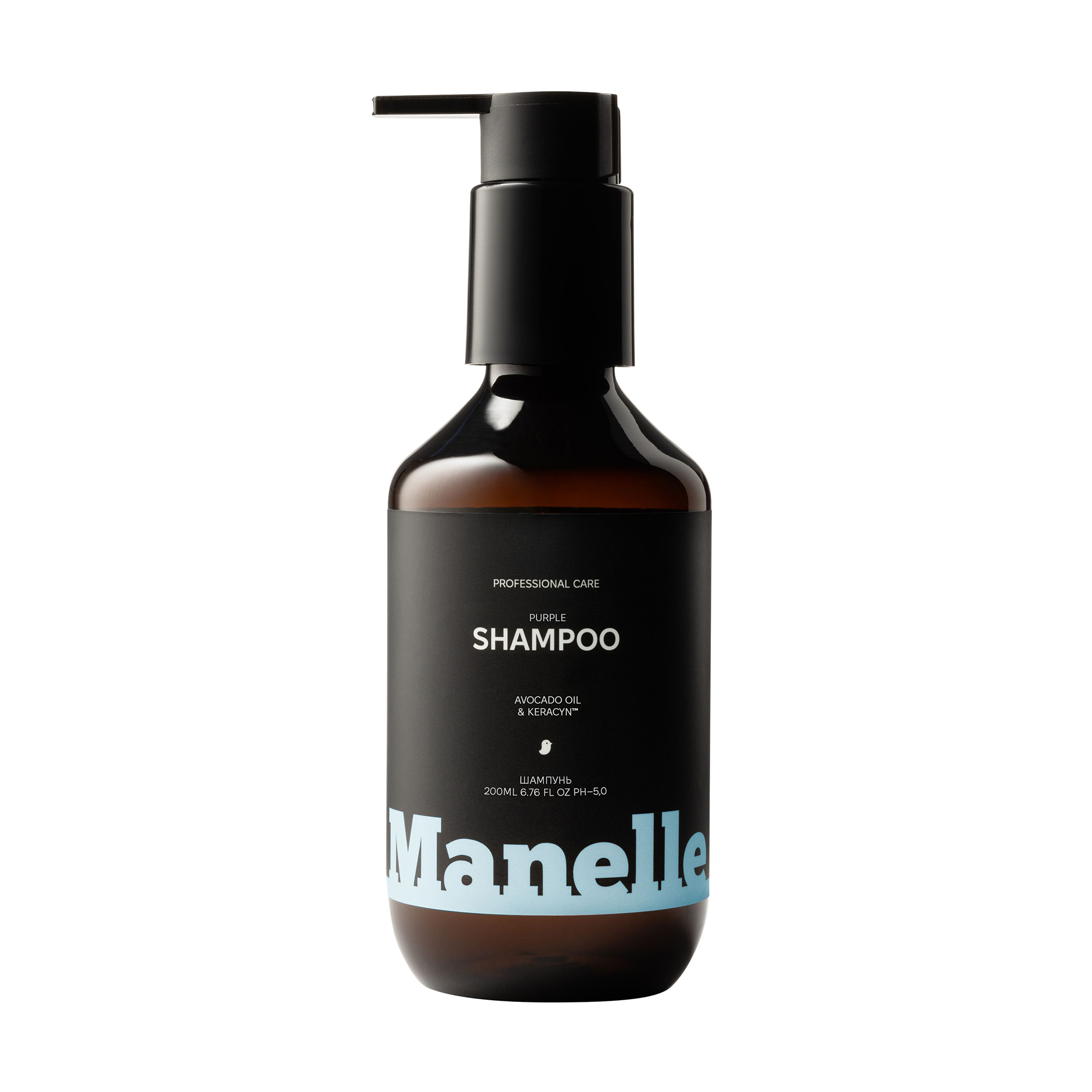 Тонувальний шампунь Manelle Professional Care Avocado Oil &amp; Keracyn Shampoo для нейтралізації жовтизни світлого волосся, 200 мл