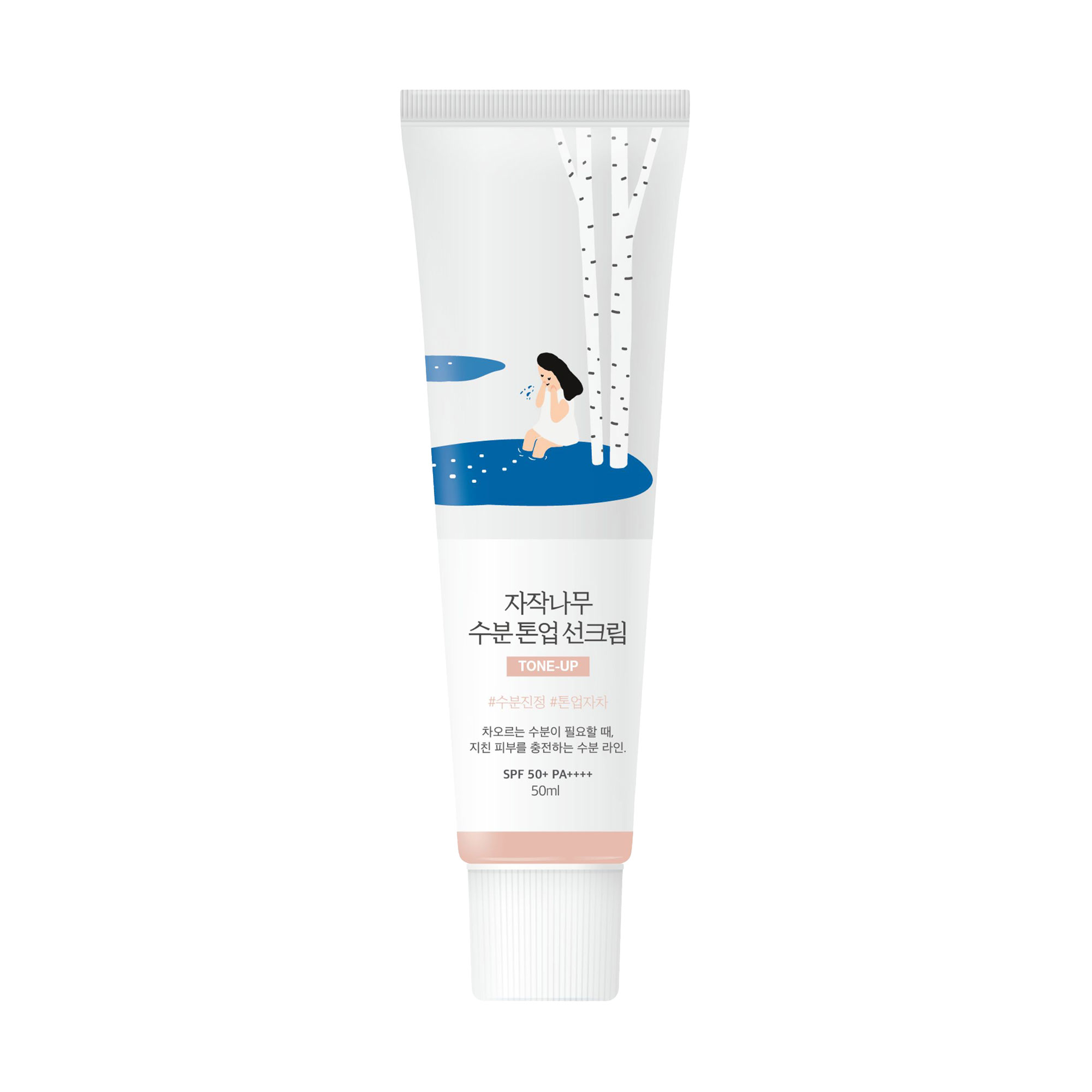 Тонувальний сонцезахисний крем для обличчя Round Lab Birch Juice Moisturizing Tone-Up Sunscreen SPF 50+ PA ++++ з березовим соком, 50 мл