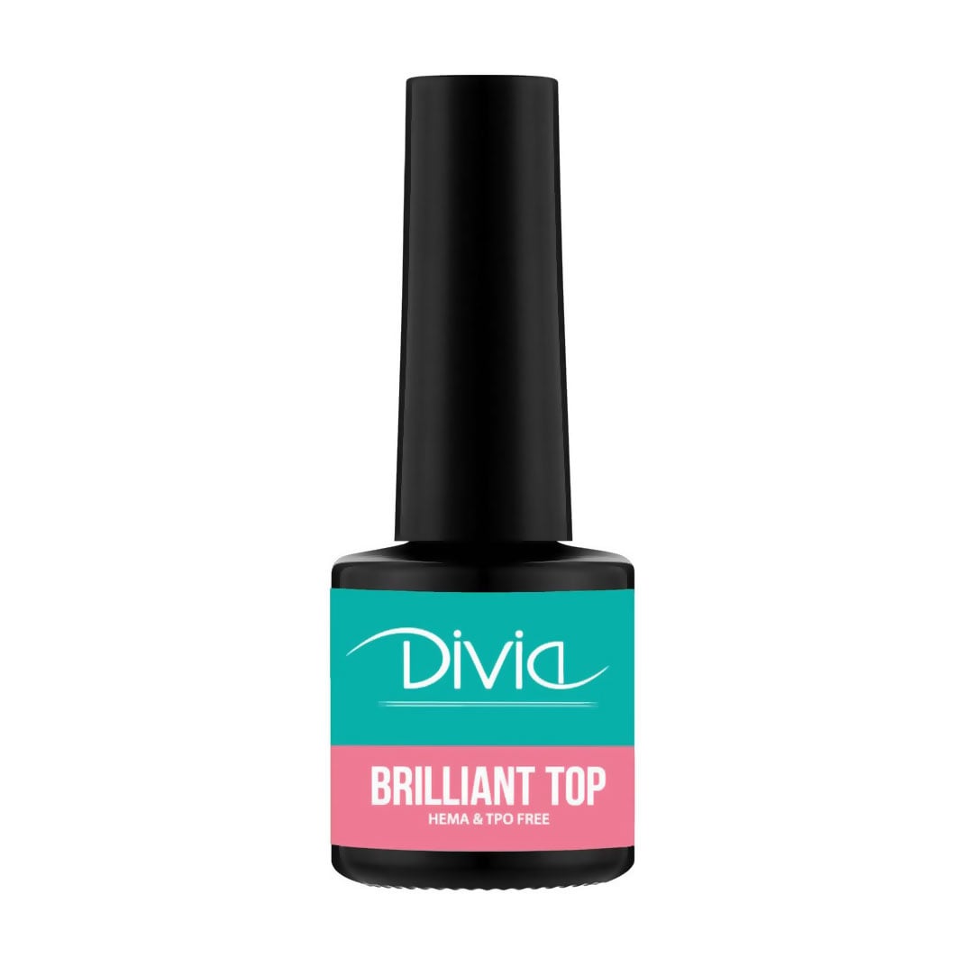 Топ для гель-лаку Divia Brilliant Top без липкого шару, 8 мл