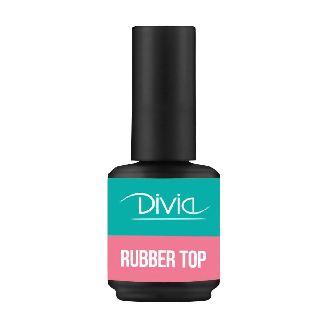 Топ для гель-лаку Divia Rubber Top з липким шаром, 15 мл