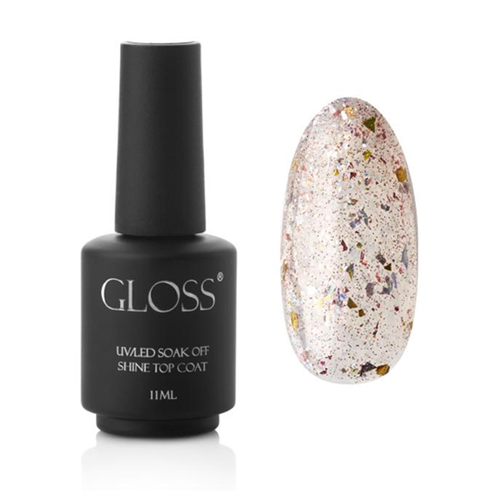 Топ для гель-лаку Gloss UV/LED Soak Off Shine Top Coat, Sparkle, 11 мл
