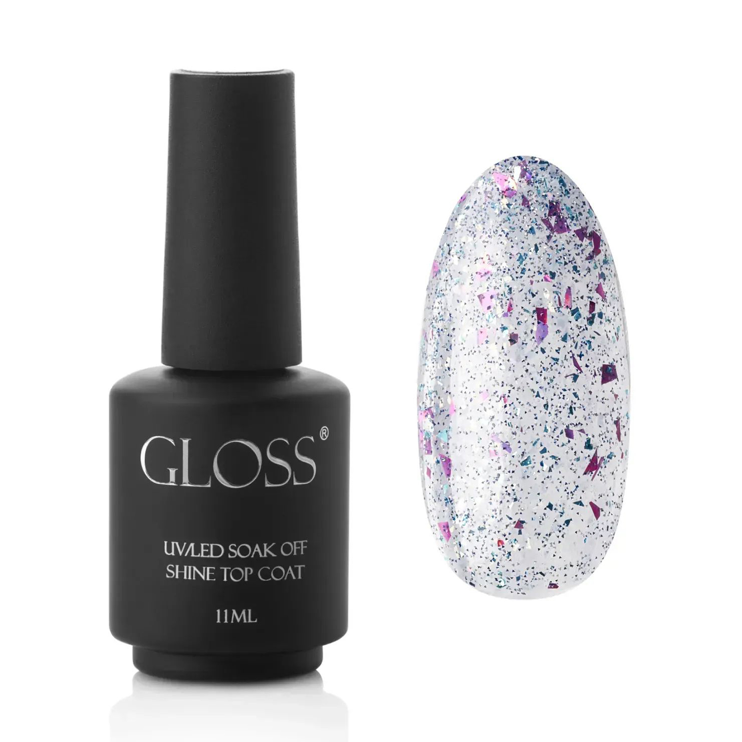 Топ для гель-лаку Gloss UV/LED Soak Off Shine Top Coat, Shimmer, 11 мл