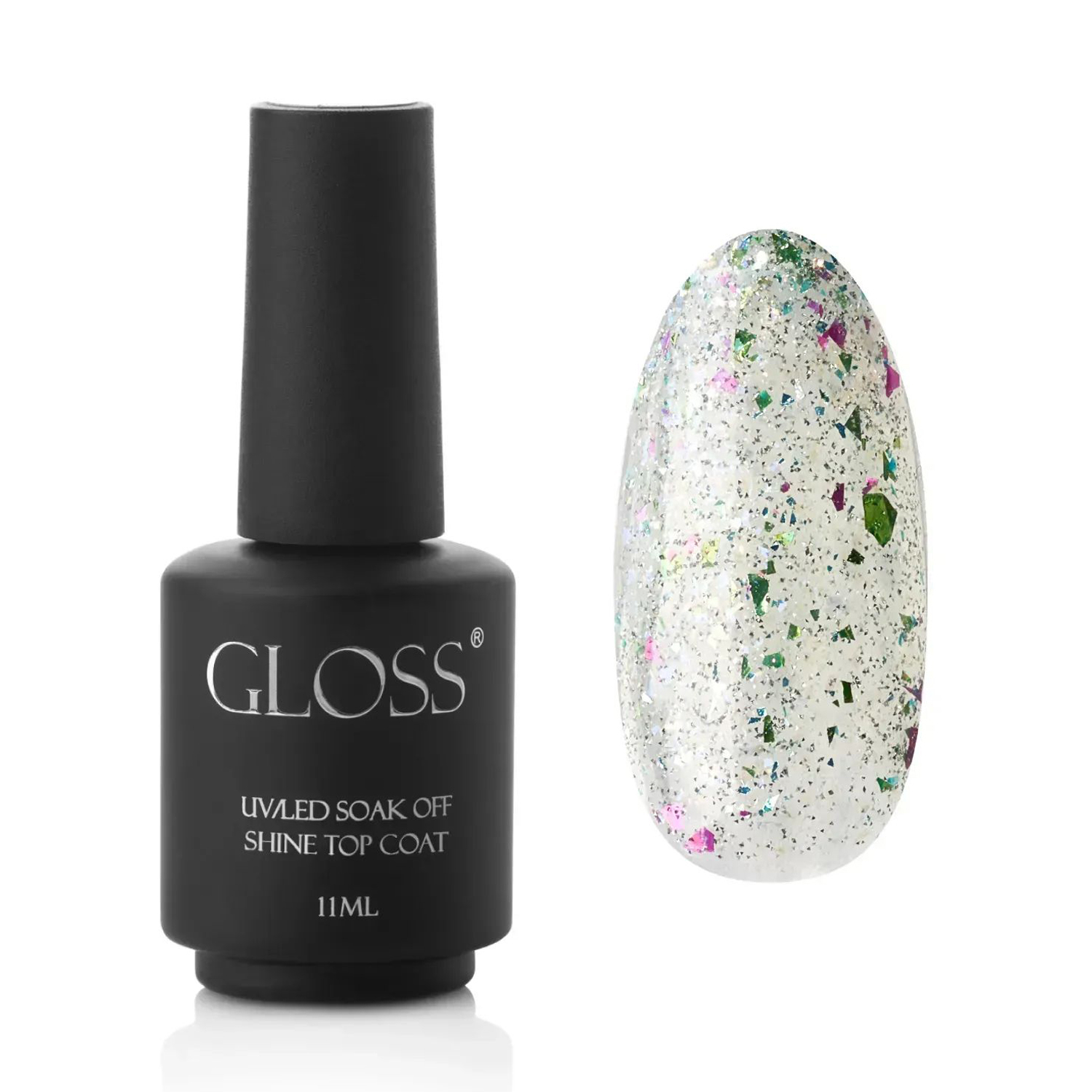 Топ для гель-лаку Gloss UV/LED Soak Off Shine Top Coat, Flicker, 11 мл