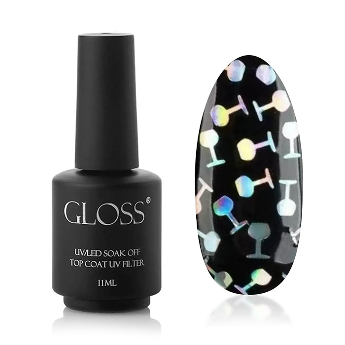 Топ для гель-лаку Gloss UV/LED Soak Off Top Coat UV Filter, Glass Of Wine?, 11 мл