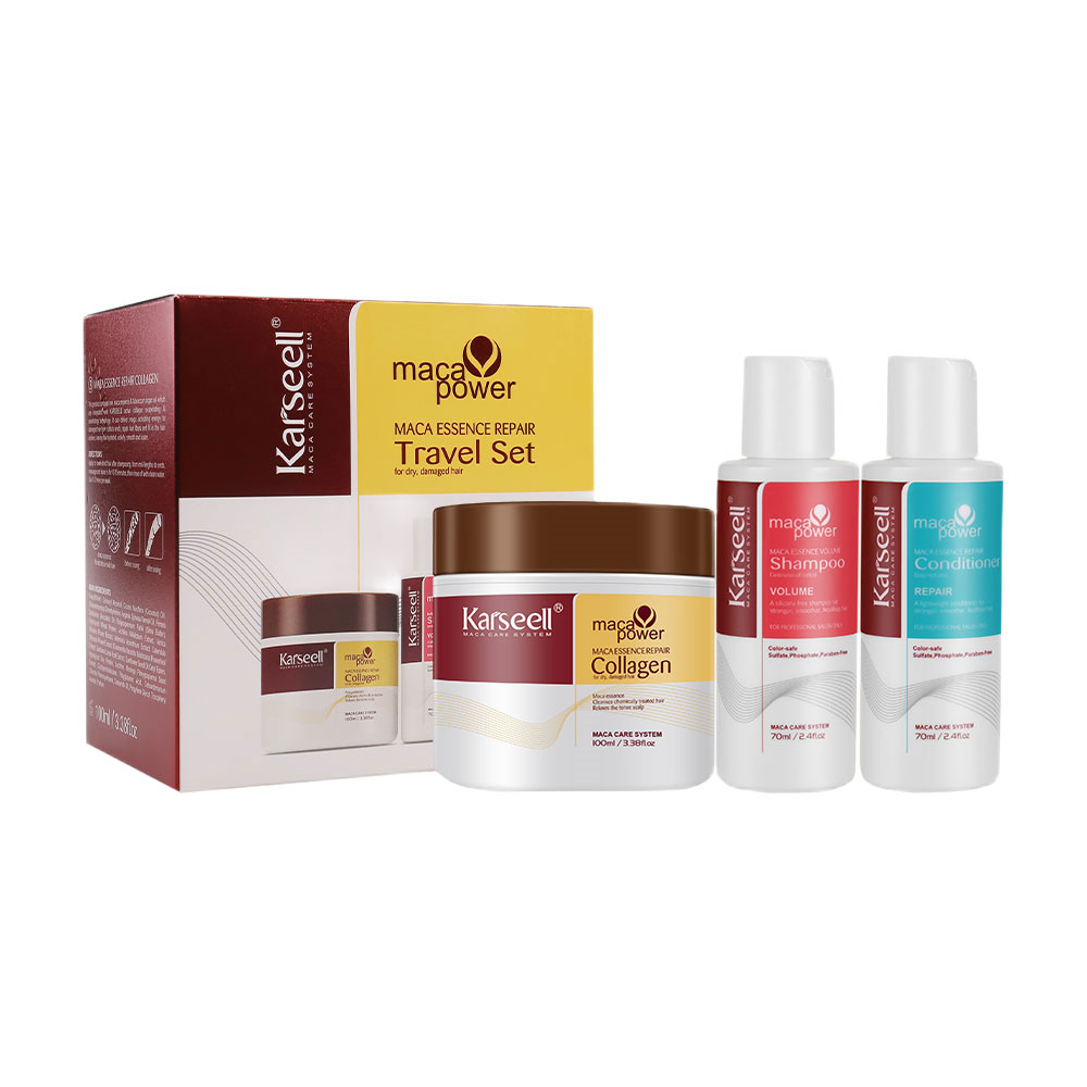 Тревел-набір для відновлення волосся Karseell Мaca Essence Repair Travel Set з есенцією маки (шампунь, 70 мл + кондиціонер, 70 мл + маска, 100 мл)