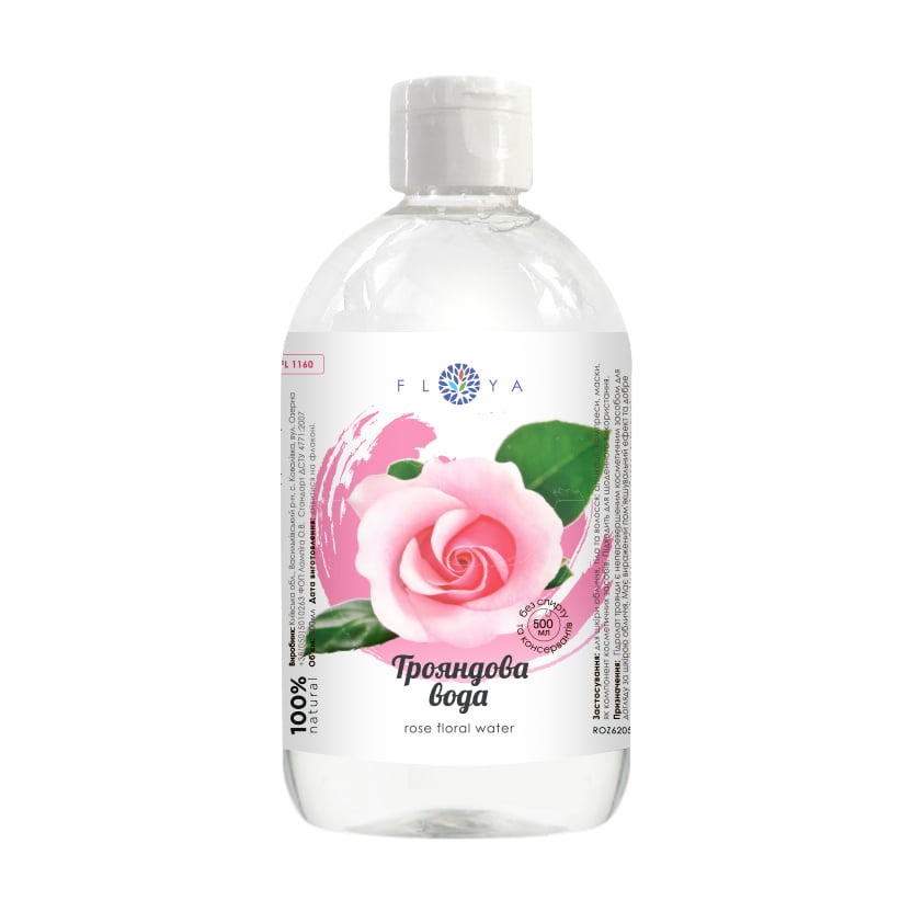 Трояндова вода для обличчя Floya Rose Floral Water, 500 мл