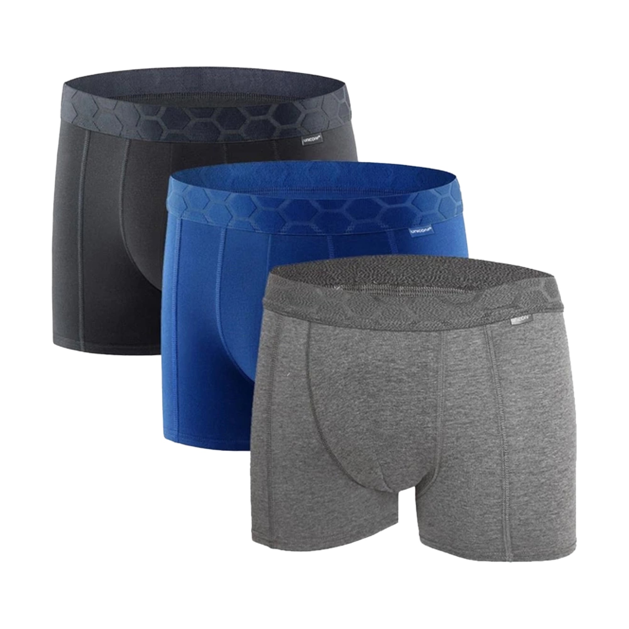 Труси-боксери чоловічі Uniconf UBB116R1Set, Black/Dark Blue/Grey, розмір 2XL, 3 шт