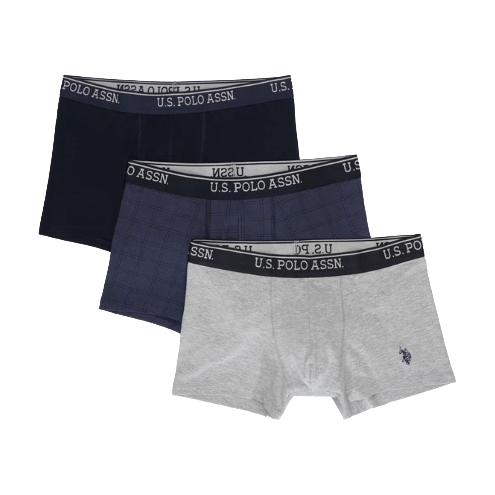 Труси-боксери чоловічі U.S. Polo Assn. 80263, Navy/Grey Melange/Indigo, розмір XL, 3 шт