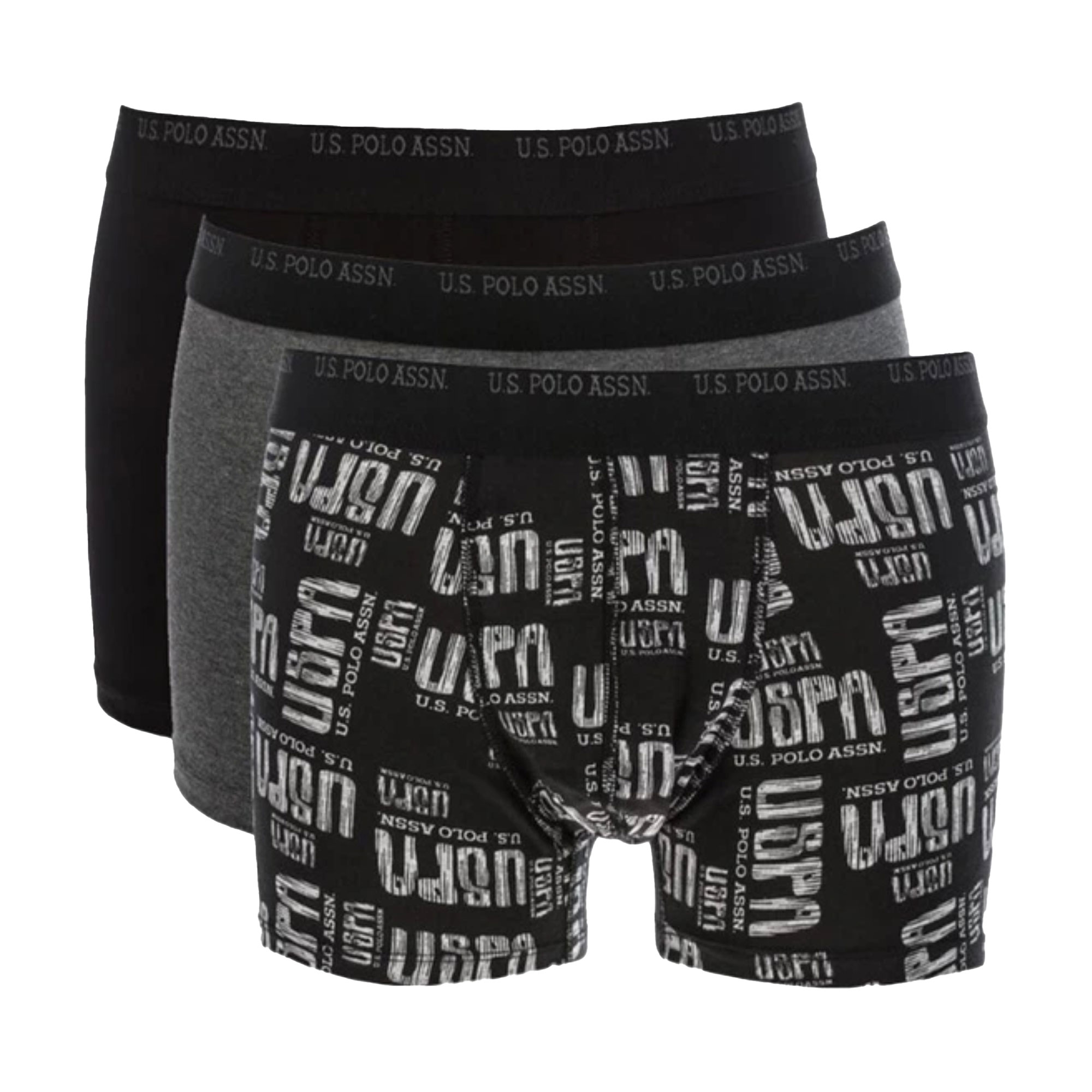 Труси-боксери чоловічі U.S. Polo Assn. 80338, Anthracite Melange/Black/Grey Melange Printed, розмір XXL, 3 шт